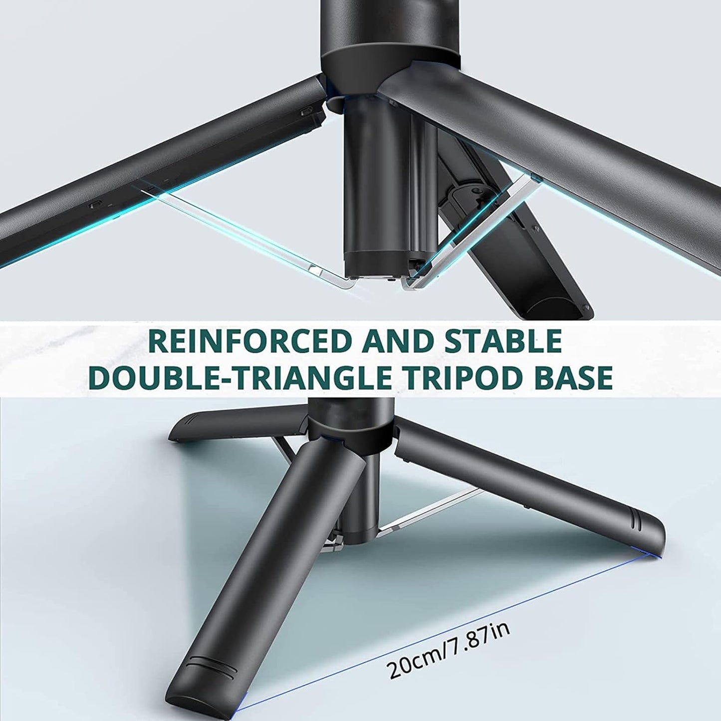 Selfie Stick Tripod with Remote Aluminum Alloy Phone Tripod Bluetooth Remote and 270°Rotation Stand Compatible with iPhone and Android Phone