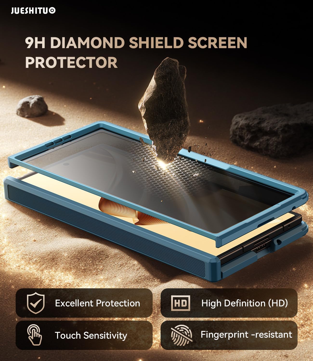 JUESHITUO for Samsung Galaxy Z Fold 7 Case with Privacy Screen Protector, Hidden Kickstand & MagSafe, Military Shockproof Cover for Galaxy Z Fold 7, Hinge Protection, Blue