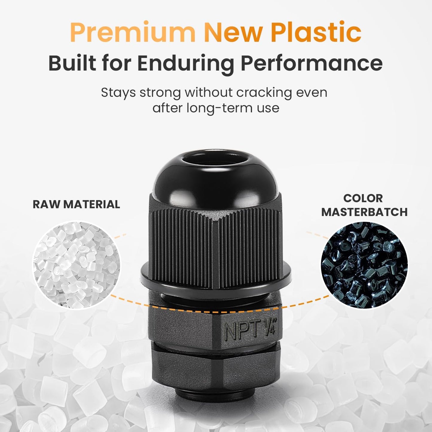 QILIPSU 12pcs 1/4" NPT Cable Gland Waterproof IP68 Nylon Cable Pass Through Cord Grip Connector Strain Relief Wire Grommet