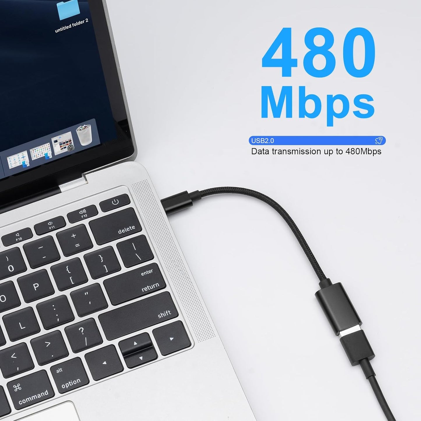 BORLTER CLAMP USB C to USB 2.0 Adapter, Type-C OTG Cable [2 Pack] USB Type C Male to USB Female Adapter, USB-C Adapter for MacBook 2019/2018/2017,iPad,Samsung Galaxy and More