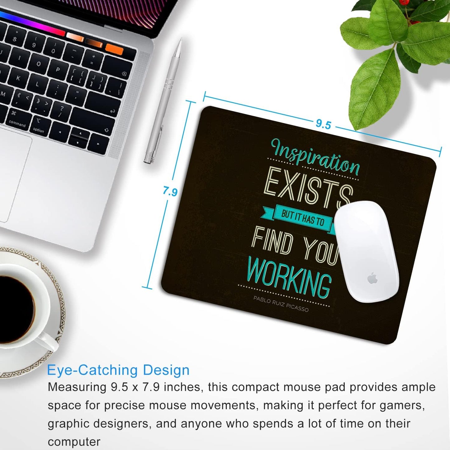 Inspirational Work Quotes Mouse Pad Personalized Design, Non-Slip Surface, Rubber Base, Small Office Desk Pad for Computers and Laptops