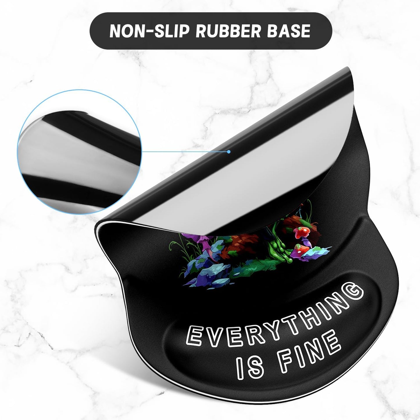 ITNRSIIET Ergonomic Mouse Pad with Gel Wrist Support Small Wrist Rest Smooth Surface Non-Slip PU Base Comfortable Office Supplies Pain Relief, 8.7 x 7.2 inches, Unhappy Frog