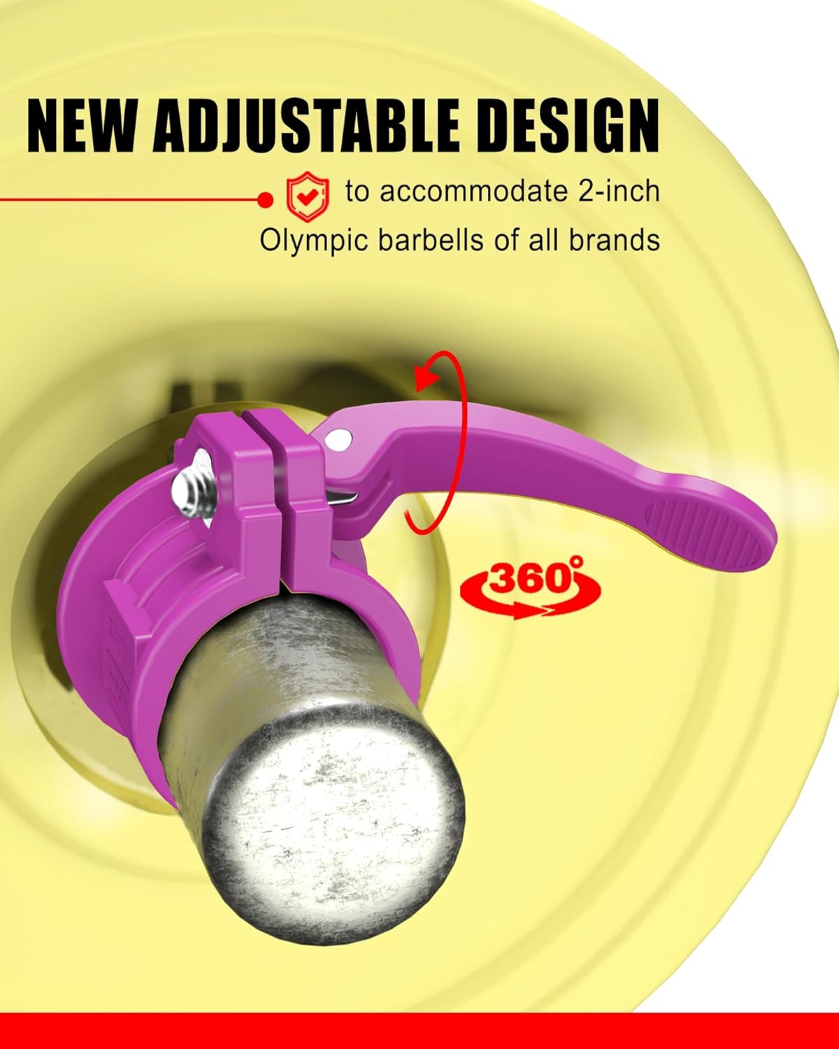 Olympic Barbell Clamps 2 inch Adjustable Barbell Clips Quick Release Pair of Locking Weight Clips for Bars