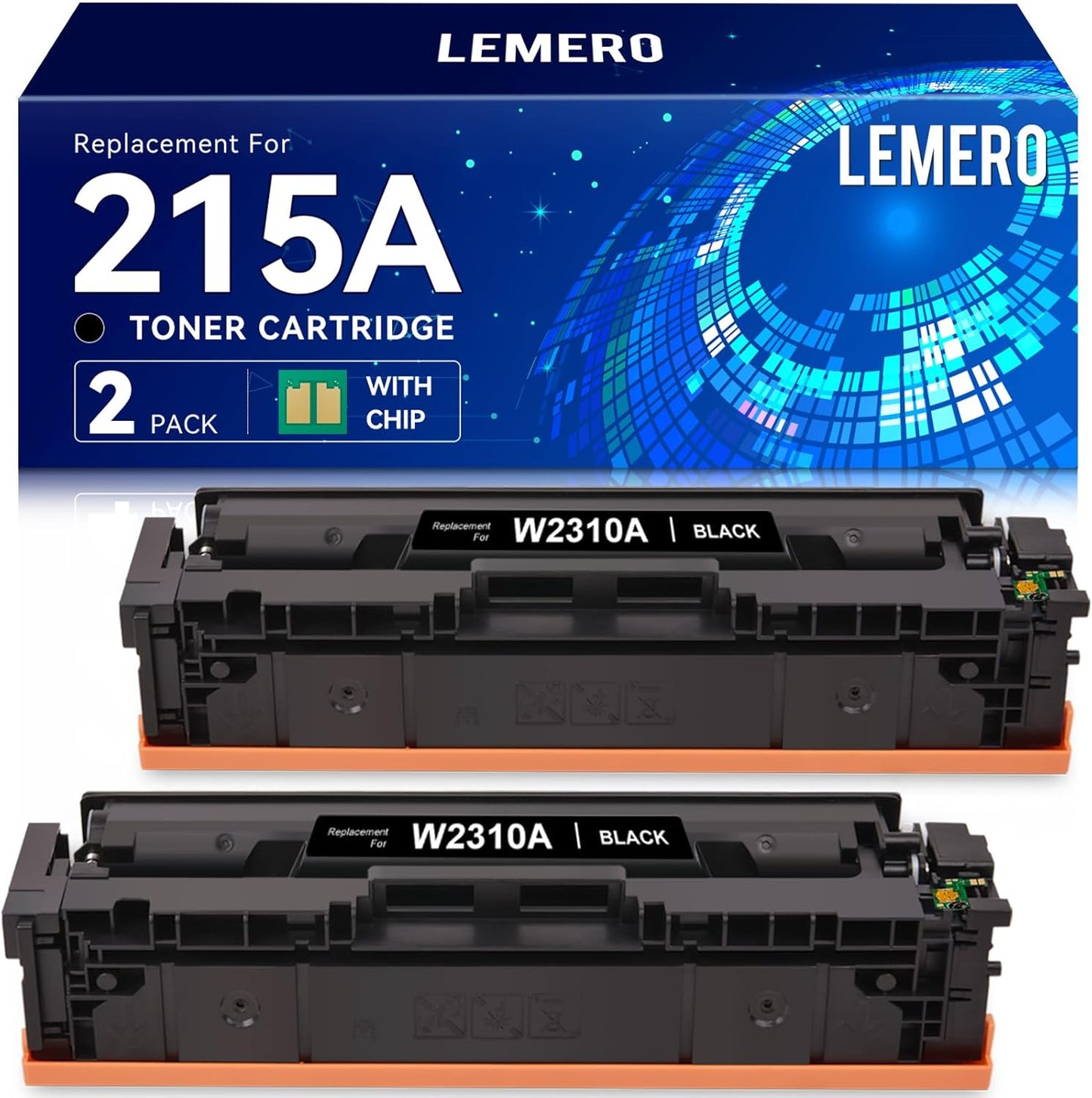 LEMERO 215A Compatible Toner Cartridge Replacement for HP 215A Black Toner Cartridges Work with HP Color Laseret Pro MFP M182nw M183fdw M155dw M155nw Printer (2-215A Black, with CHIP)