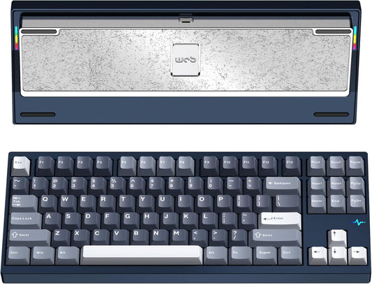 KEEBMONKEY WOBKEY Crush 80 Reboot CNC Aluminum 5-Second Quick-Release Triple-Mode Connectivity Mechanical Keyboard with Superior Acoustics (Pro Navy)