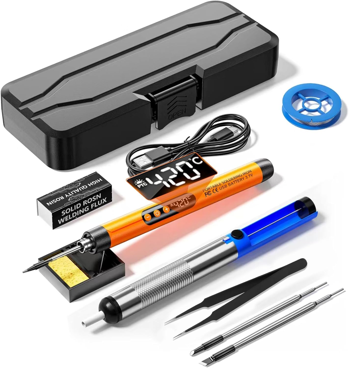 Rechargeable Soldering iron Kit,1000mah USB Wireless Electric Soldering,Cordless Portable,Suitable for DIY and home appliance repair (LCD)
