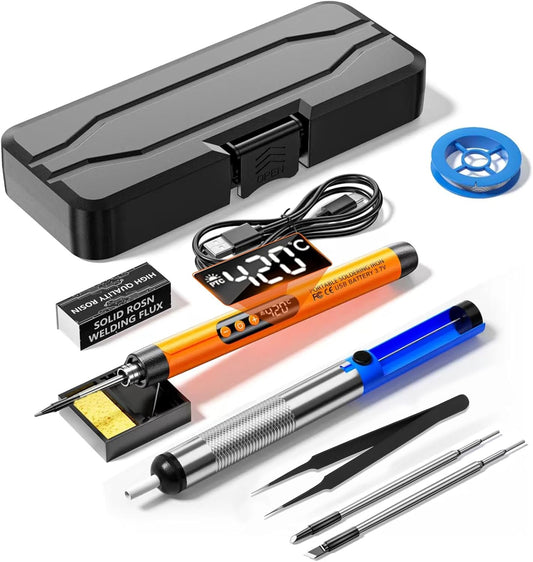 Rechargeable Soldering iron Kit,1000mah USB Wireless Electric Soldering,Cordless Portable,Suitable for DIY and home appliance repair (LCD)