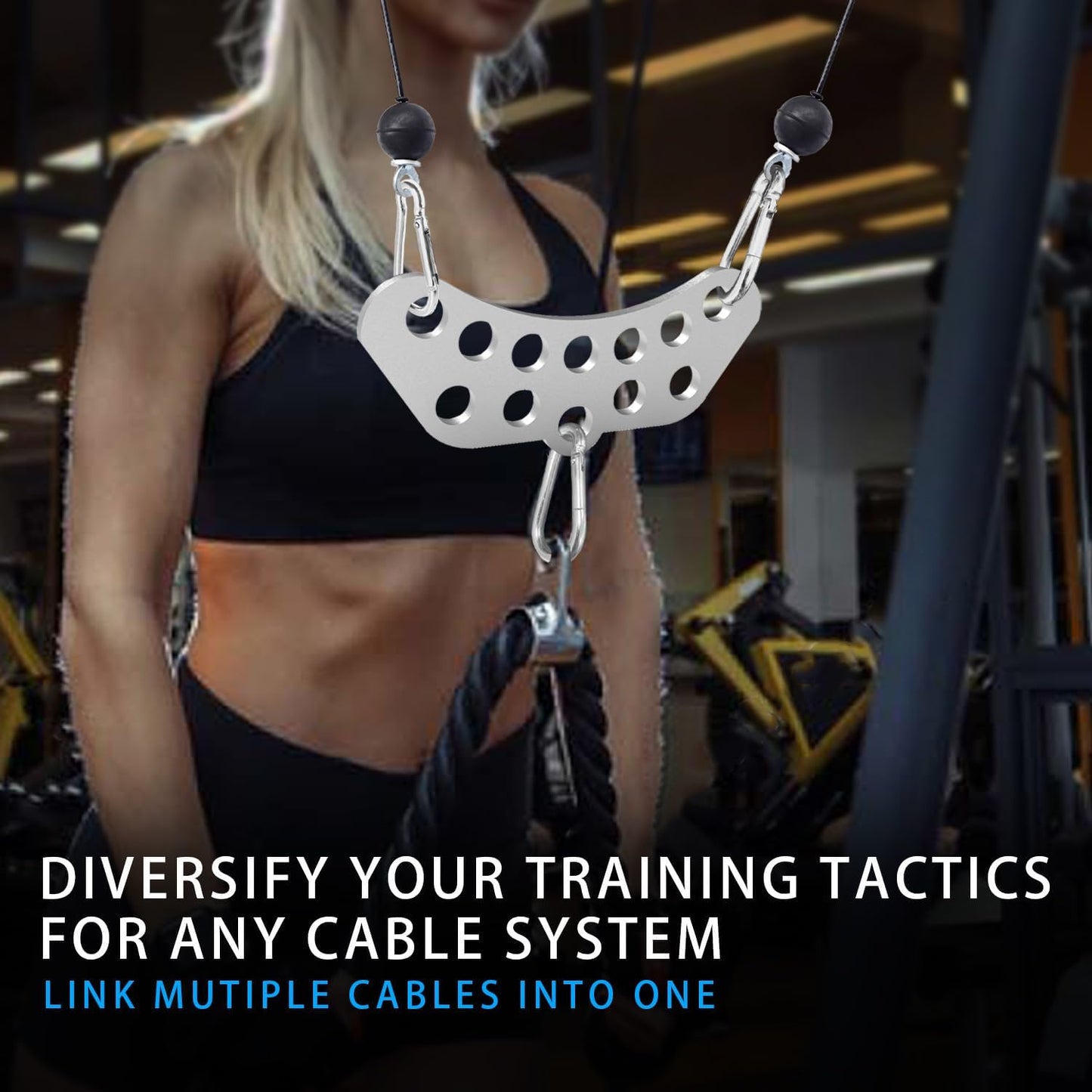 Double to Single Adaptor Plate for Cable Pulley Machines Durable Solid Stainless Steel with 3 Carabiners Suitable for Dual Cable Machines LAT Pulldown, Shoulder & Biceps Exercises