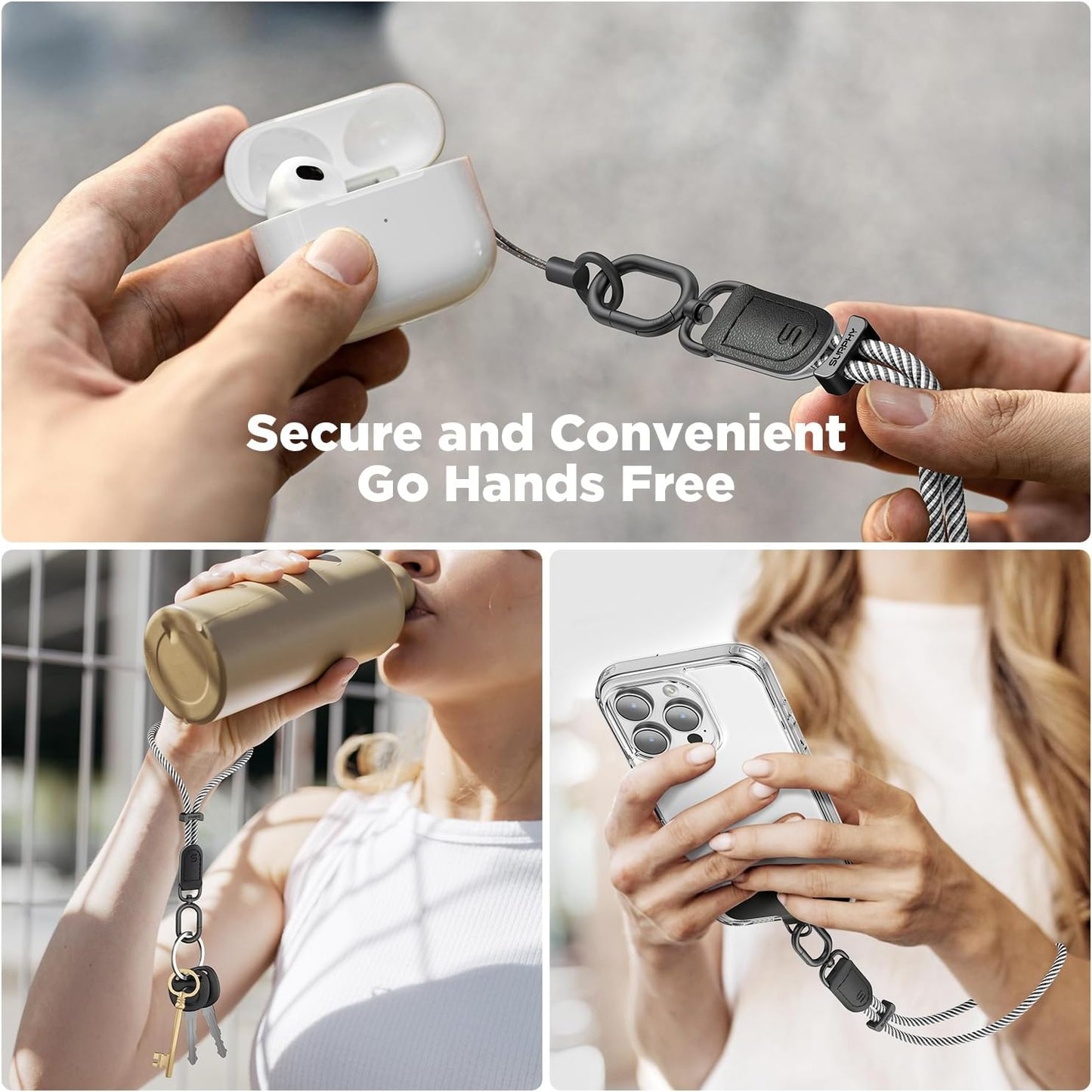 SURPHY Phone Wrist Strap, Keychain Wristlet, Phone Strap Charm with Tether Tab, Cellphone Lanyard Wrist, Key Chain for Women