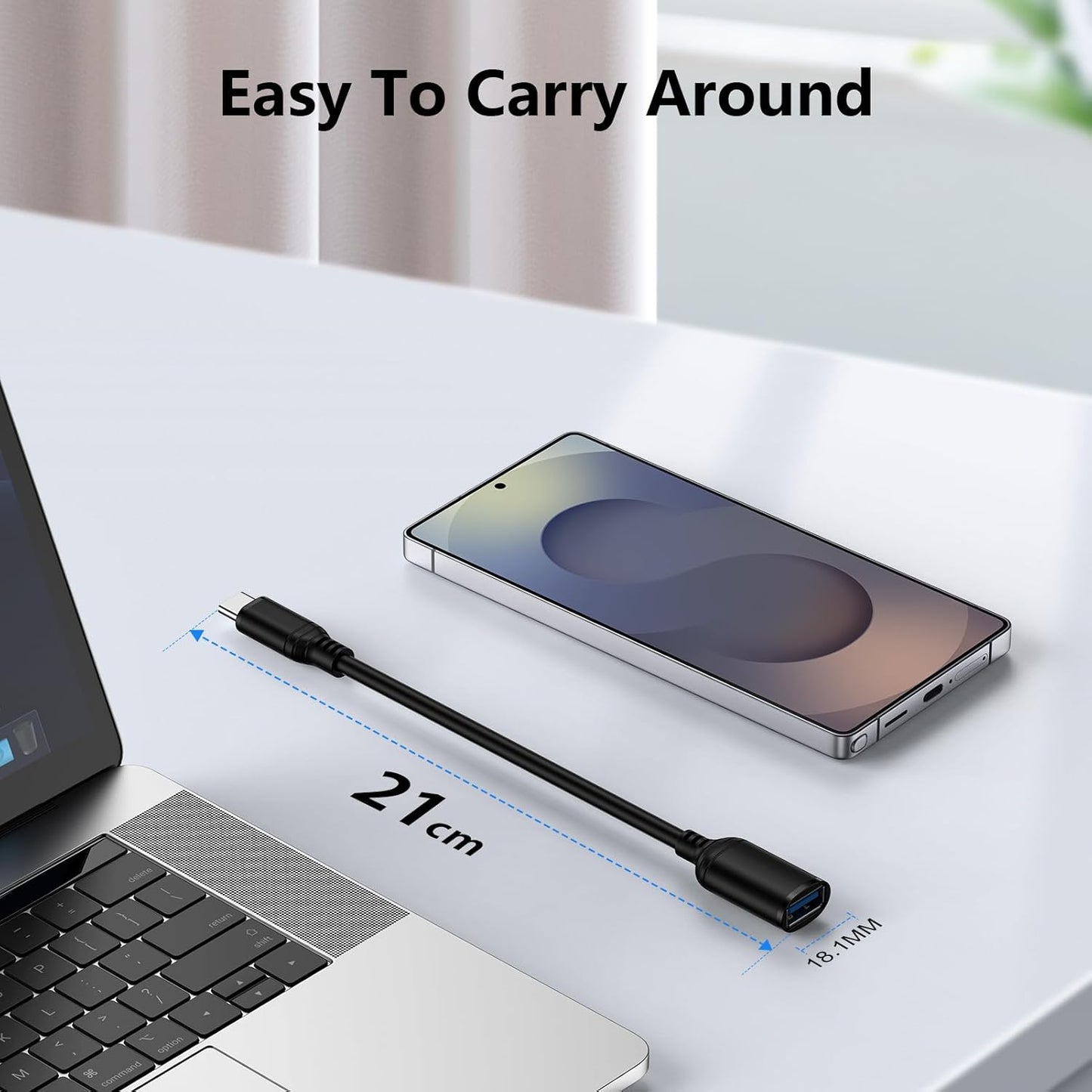 USB C to USB 3.0 Adapter, USB C Android Adapter Male to USB A Female OTG On The Go Cable for Samsung Galaxy S25 Edge Ultra S24 S23 S22 S21 S20 A36,Google Pixel 9 8 7 Pro,Moto G 5G 2025