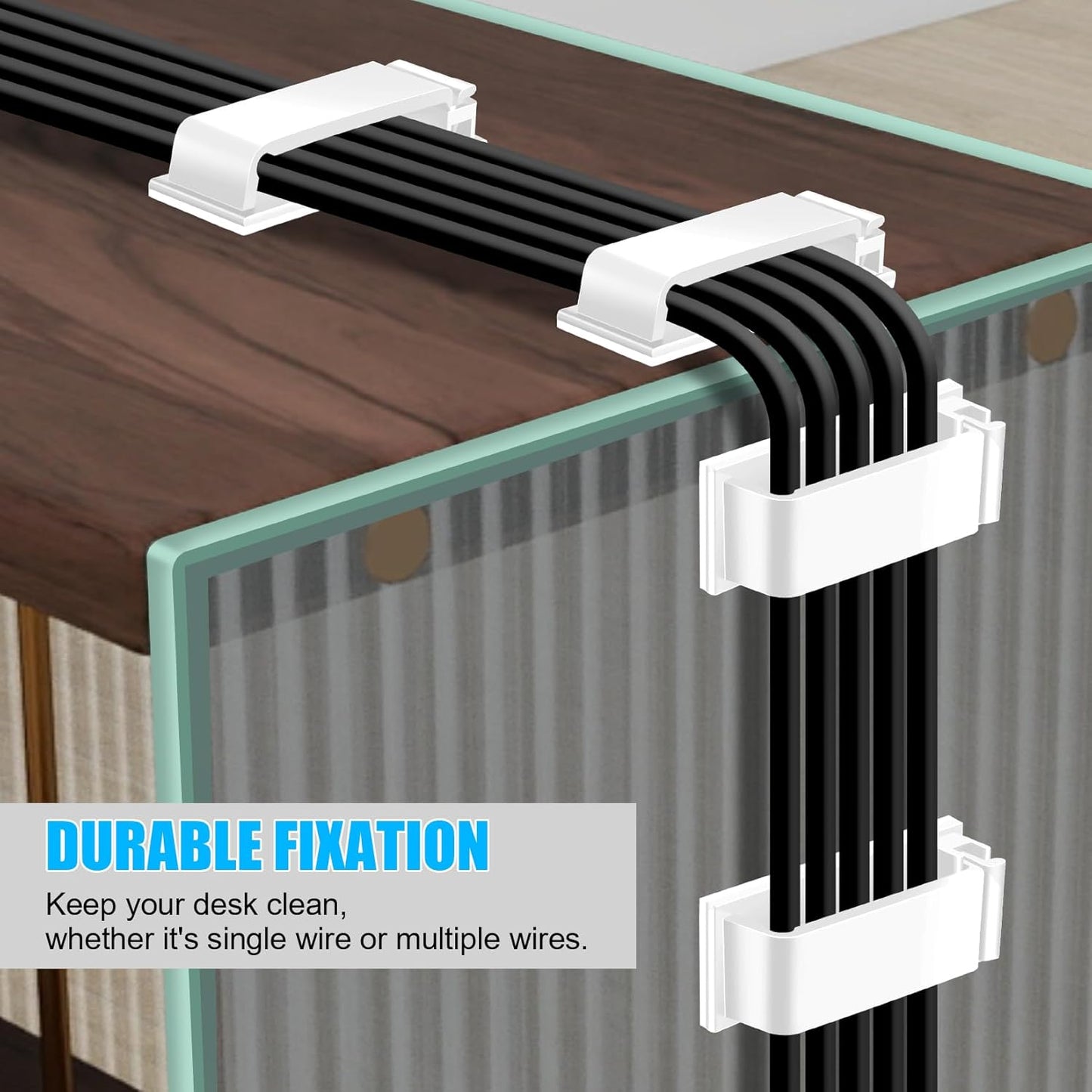 XHF 40 PCS Self Adhesive Cable Clips(XL) White,Wire Clips Cable Management Wire Organizer Cord Holder for Under Desk, Car, Wall, TV PC Ethernet Cable