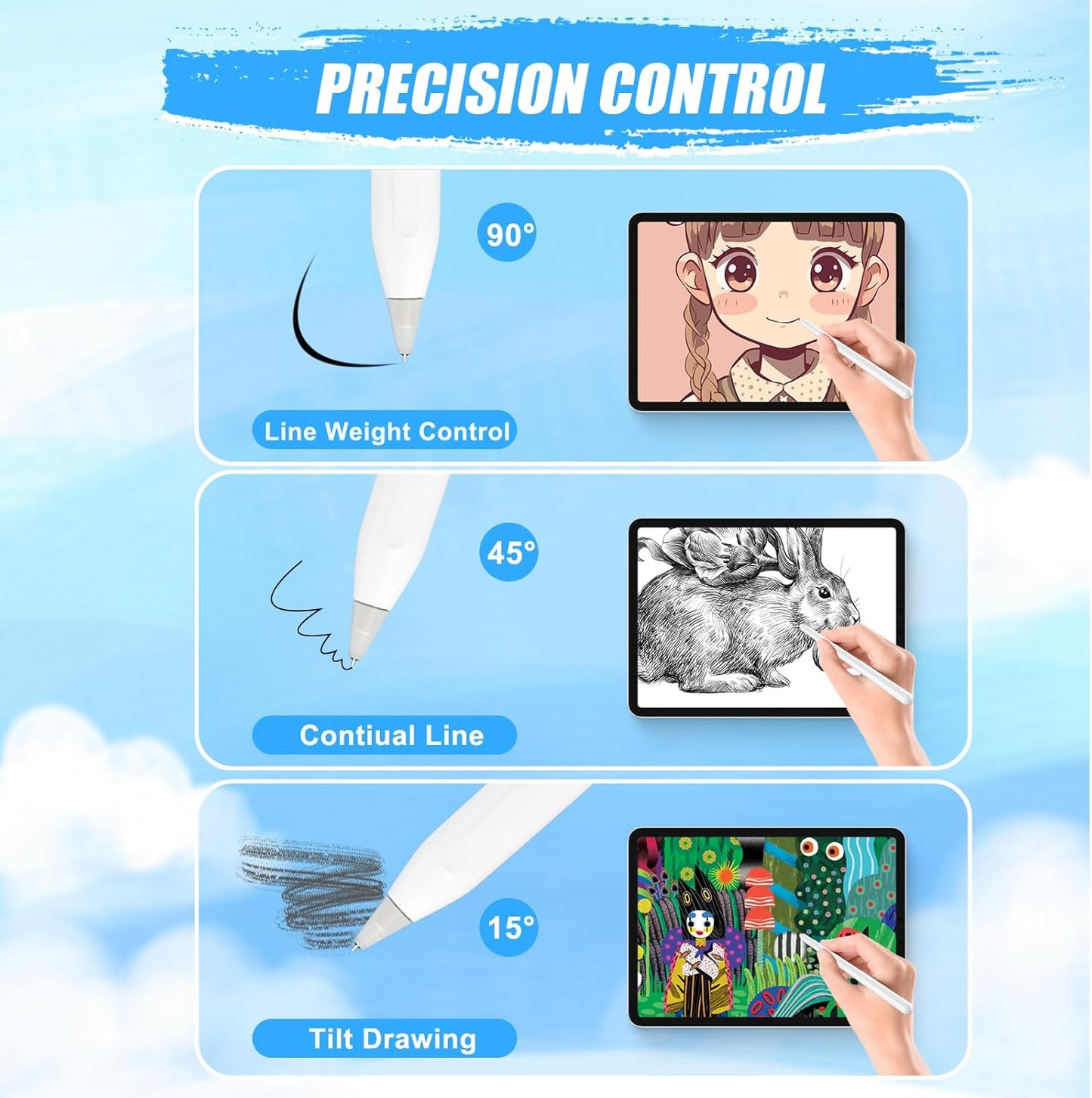 Upgraded iPad Pen Tips fit for Apple Pencil Pro/2nd /1st /USB-C Generation iPad Pro Air Mini Pencil,0.78mm No Wear Out Metal Fine Point Accurate Increasing Pencil Nibs, Write Like A Real Pen,White