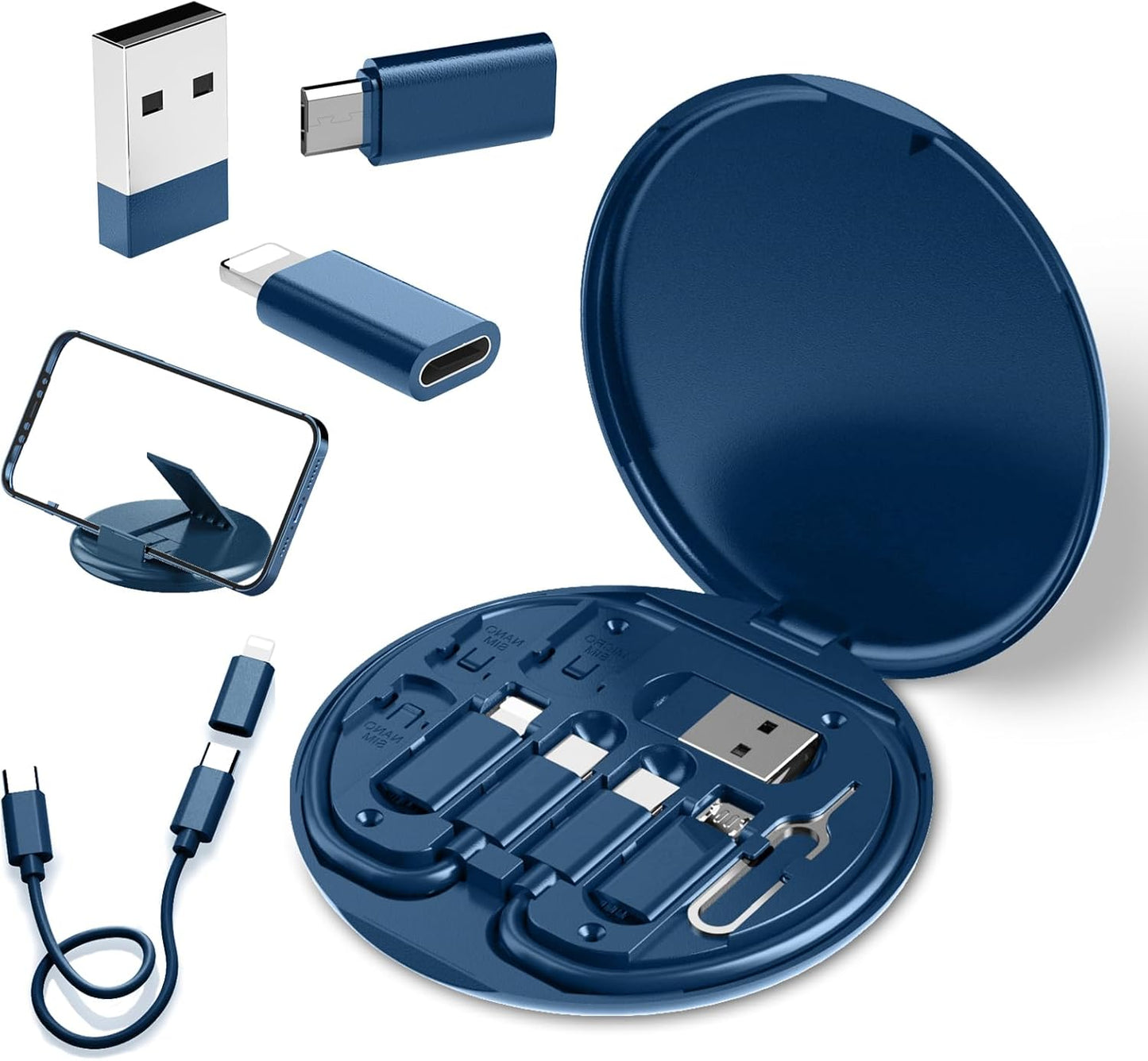 USB C to USB Adapter, USB-C Adapter Kit Contains Multiple OTG Adapters for Type C Male, USB A to C Male Cable, Micro USB to Type C, Equipped with SIM Extractor and Phone Stand