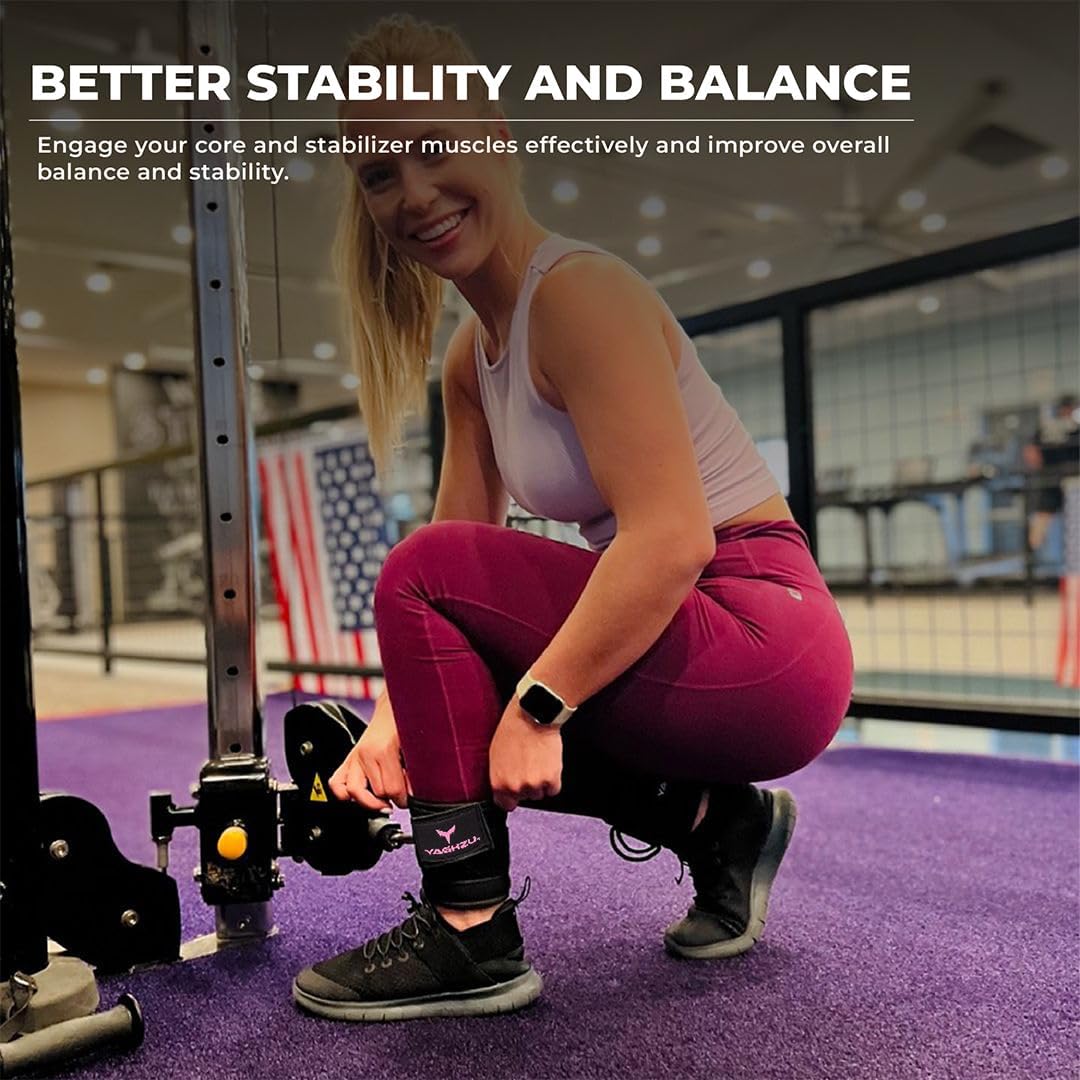 Ankle Straps for Cable Machines Women - Adjustable Gym Ankle Strap for Cable Machine, Neoprene Padded Cable Straps, Durable Leg Strap with Cable Cuff, Glute Kickback Ankle Strap with D Rings