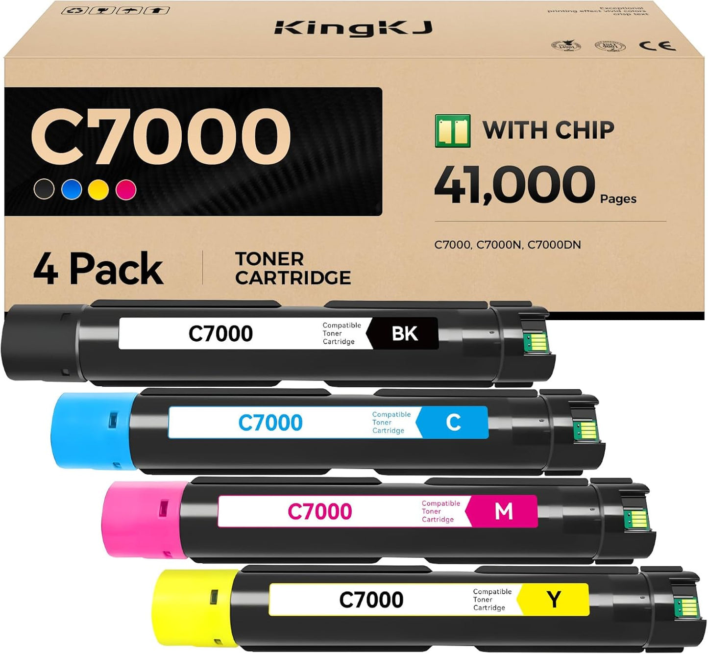 VersaLink C7000 High Capacity Toner Cartridge 4-Pack Replacement for Xerox 106R03757 106R03758 106R03759 106R03760 Compatible for Xerox VersaLink C7000 C7000N C7000DN Printer Black Cyan Magenta Yellow