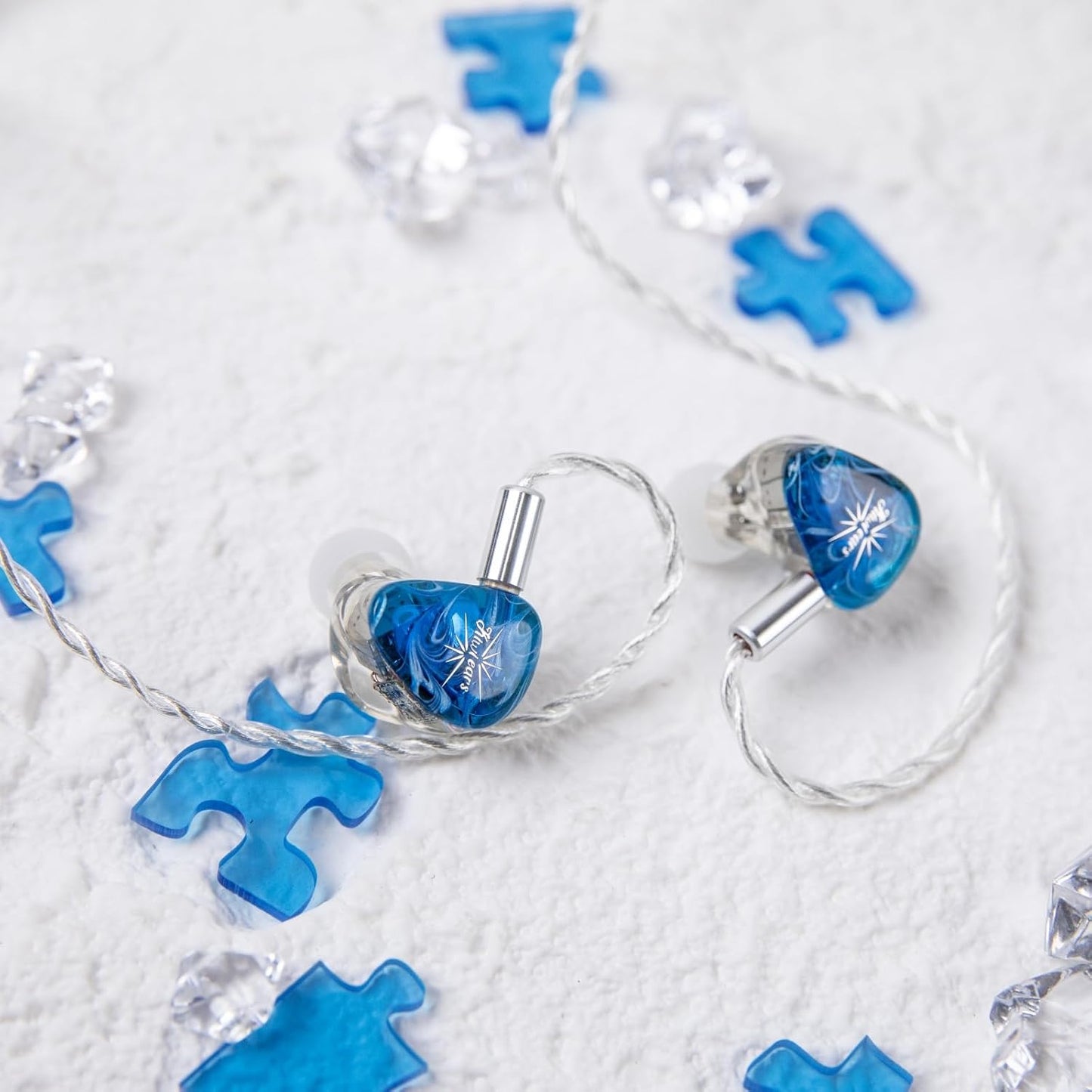 Kiwi Ears Orchestra Lite in Ear Monitor, Custom 8BA HiFi Earphone, Studio Monitor Headphone, Wired Earbuds with Detachable OFC Cable, Handcrafts Faceplate for Audiophile Musician (Blue)