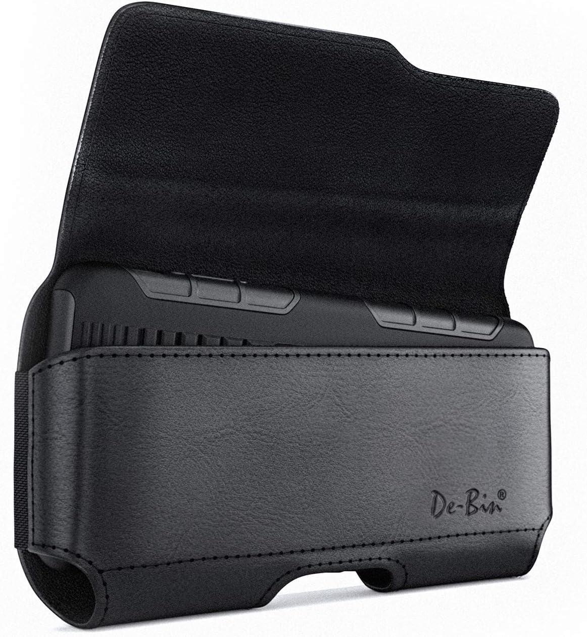 DeBin Case for Large iPhone Plus, Pro Max Cell Phones, Samsung Galaxy S24+ Plus 5G to S10+ Plus Smartphones – Cellphone Belt Holder Clip Holster Carry Pouch Man Women (Fits Phone with Case on) Black