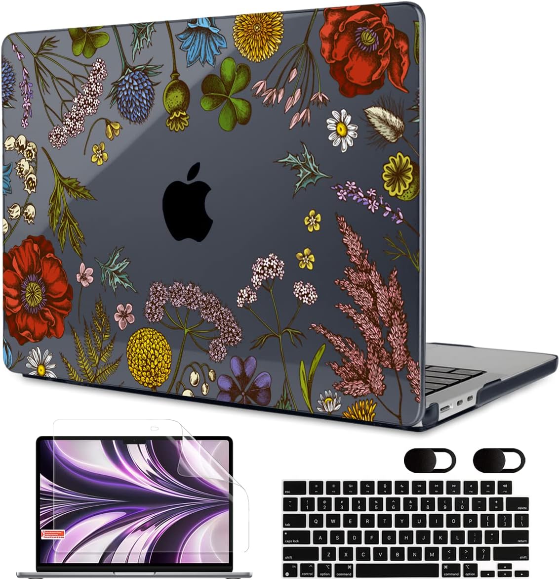 MEEgoodo Case for MacBook Air M4/M3/M2 13.6 inch 2025 2024 2022, Fit Model A3240 A3113 A2681, Compatible with MacBook Air 13 inch, Laptop Hard Shell Case with Keyboard Cover, Clover