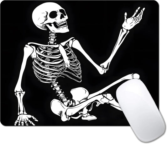Cool Funny Skull Custom Mouse Pad with Non-Slip Rubber, Small Square Design for Wireless Laptop & Computer Mouse Pads for Desk, 9.5 x 7.9 inch Smooth Surface for Gaming & Office