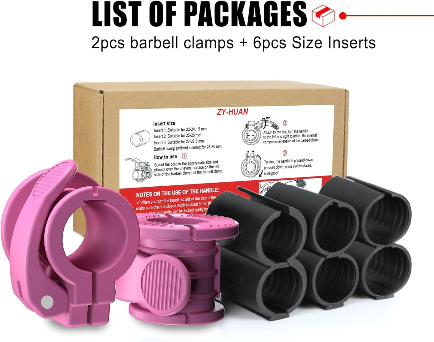 Barbell Clips 1 Inch Quick Release Weight Clamps 0.9-1.18inch Multi-Size Adjustable Olympic Clamps for Bars