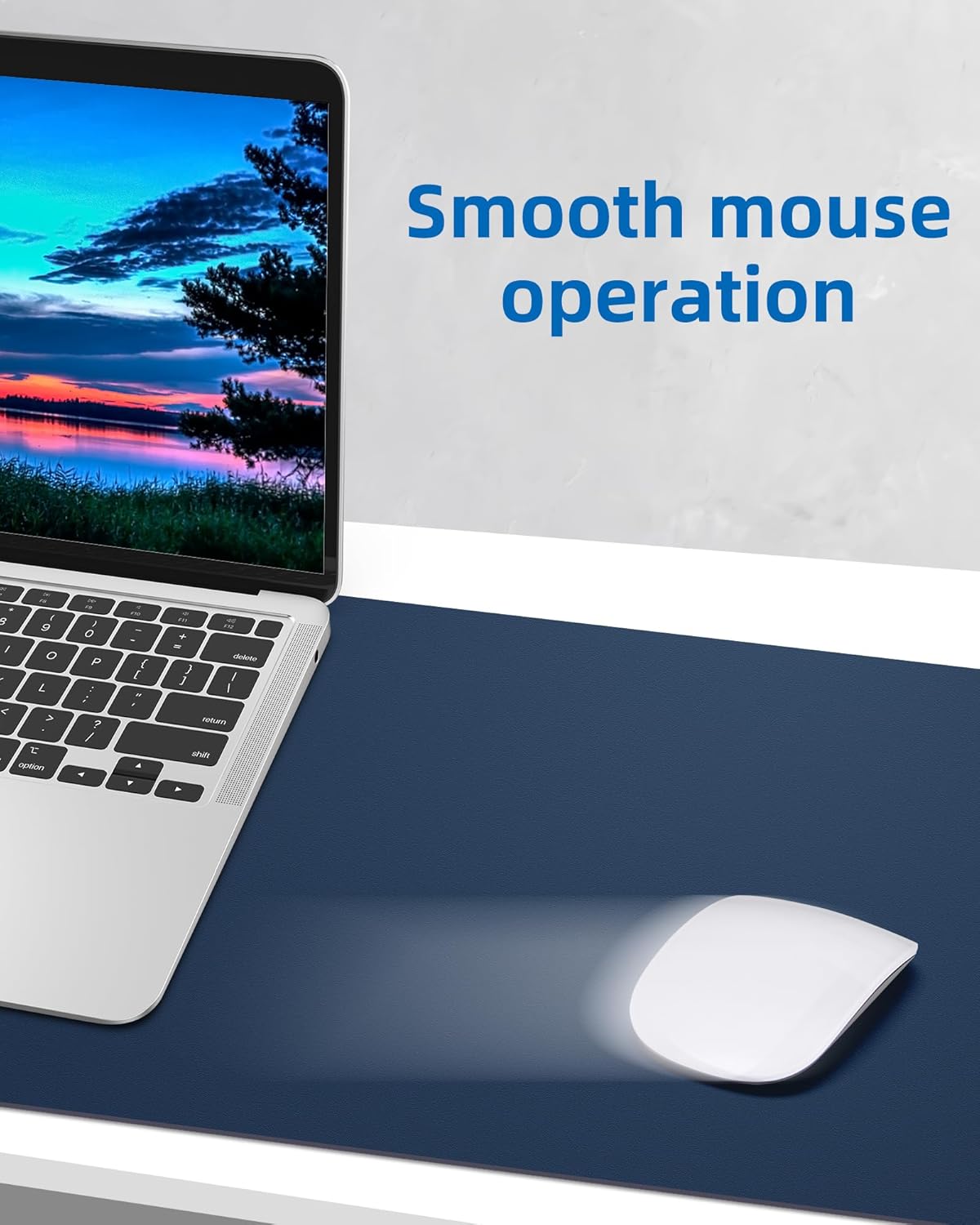 Leather Desk Pad Blotter,Mouse Pad,Office Desk Mat, Non-Slip PU Leather Desk mat,Large Desk mat,Waterproof Keyboard mat for Office/Home/Decor (Midnight Blue,31.5" x 15.7")