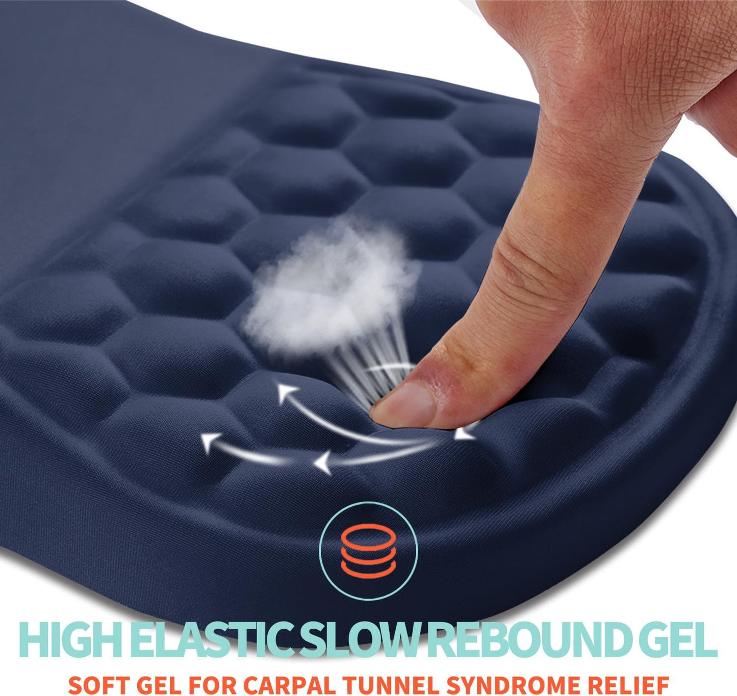 Ergonomic Mouse Pad Wrist Support with Memory Foam Massage Bulge, Carpal Tunnel Pain Relief Mousepad Wrist Rest for Mouse(12x8 inch, Dark Blue)