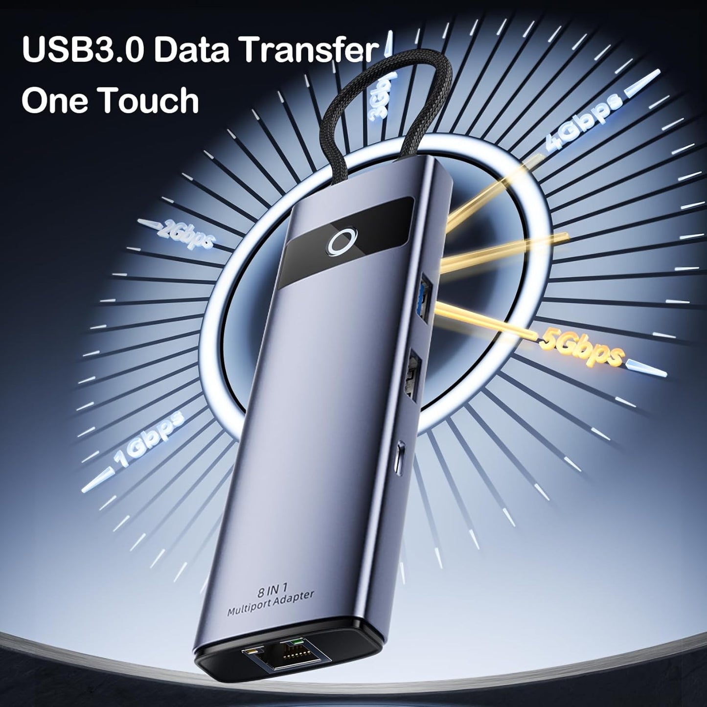 KAGO USB C to Ethernet HDMI Adapter,8 in 1 Docking Station Hub,USB-A 2.0/3.0,Type-C Data Ports,4K@30Hz HDMI,100W PD,SD/TF Card Reader,100M RJ45 for MacBook Pro/Air,iPad Pro,iPhone 15/Pro Max