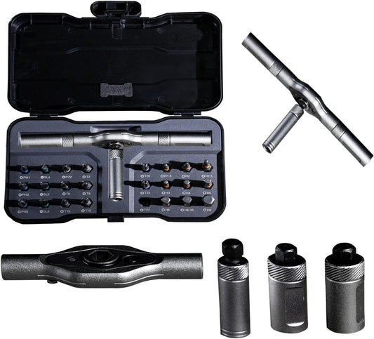 24 in 1 Magnetic Ratchet Screwdriver Set, DIY Mini Multi Bit Magnetic Screwdriver with Detachable Handle and Case for Electronics Repair, Furniture, Computers, Bicycle