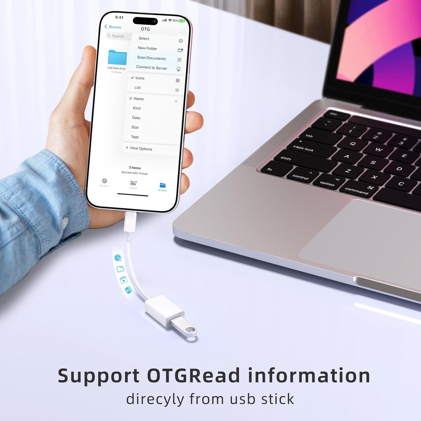USB C to USB 3.0 Adapter 2 Pack, USB C Male to USB Female OTG Cable Thunderbolt3 to USB Adapter Compatible with MacBook Pro/Air, iPhone 16 Pro Max/16 Plus/16/15, Galaxy S24/S23/S22/S21
