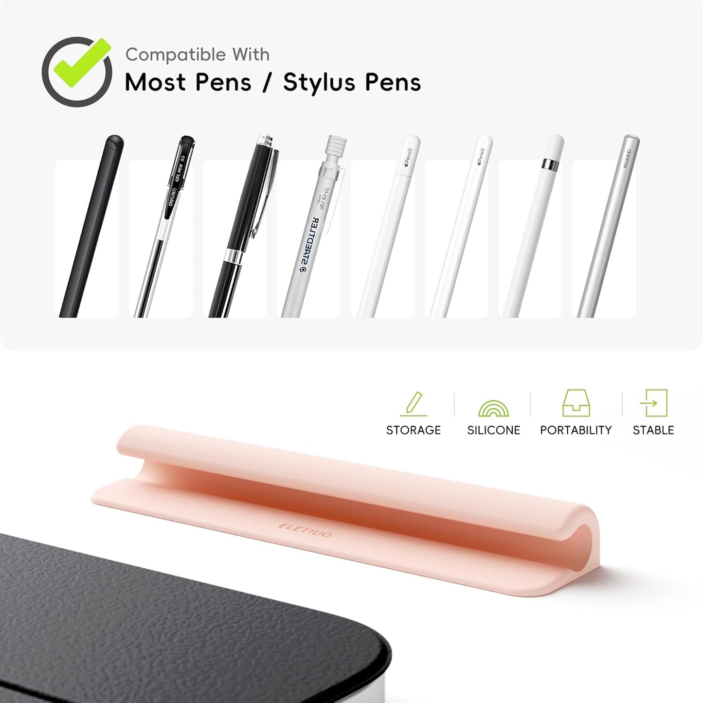 ELETIUO 3 Pack Silicone Pencil Holder Sleeve,Compatible with Apple Pencil (USB-C),Apple Pencil 1st/ 2nd Generation,Strong Adhesive Sticky Attached to iPad Case for Stylus Pens,White,Pink,Purple