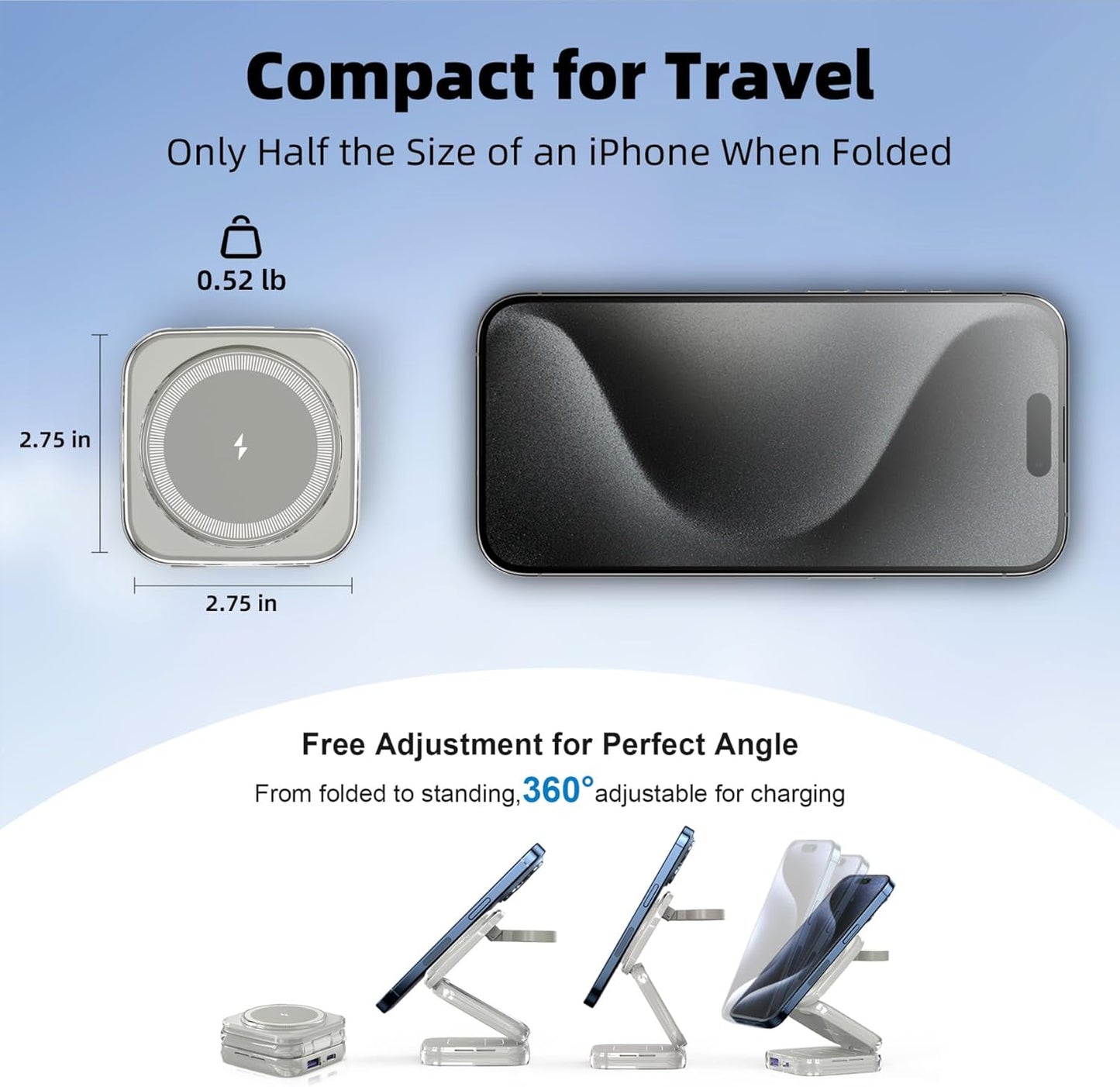 5-in-1 Wireless Charger for MagSafe, AC ISLAND Portable Travel Charging Station, 15W Max Fast Foldable Magnetic Stand, Evolved for iPhone 16/15/14/13 Series, Apple Watch, AirPods (with 35W Adapter)