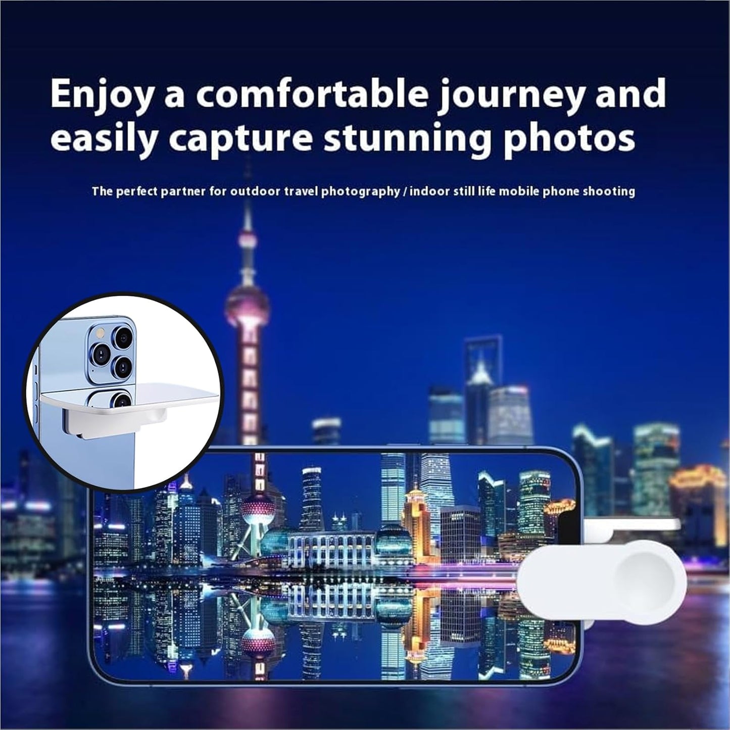 Mirror Effect Lens - Capture Stunning Reflections Instantly, Smartphone Camera Mirror Reflection Clip Kit, Adjustable HD Glass Smartphone Photography Flip Mirror, for Travel Photography (Black+White)