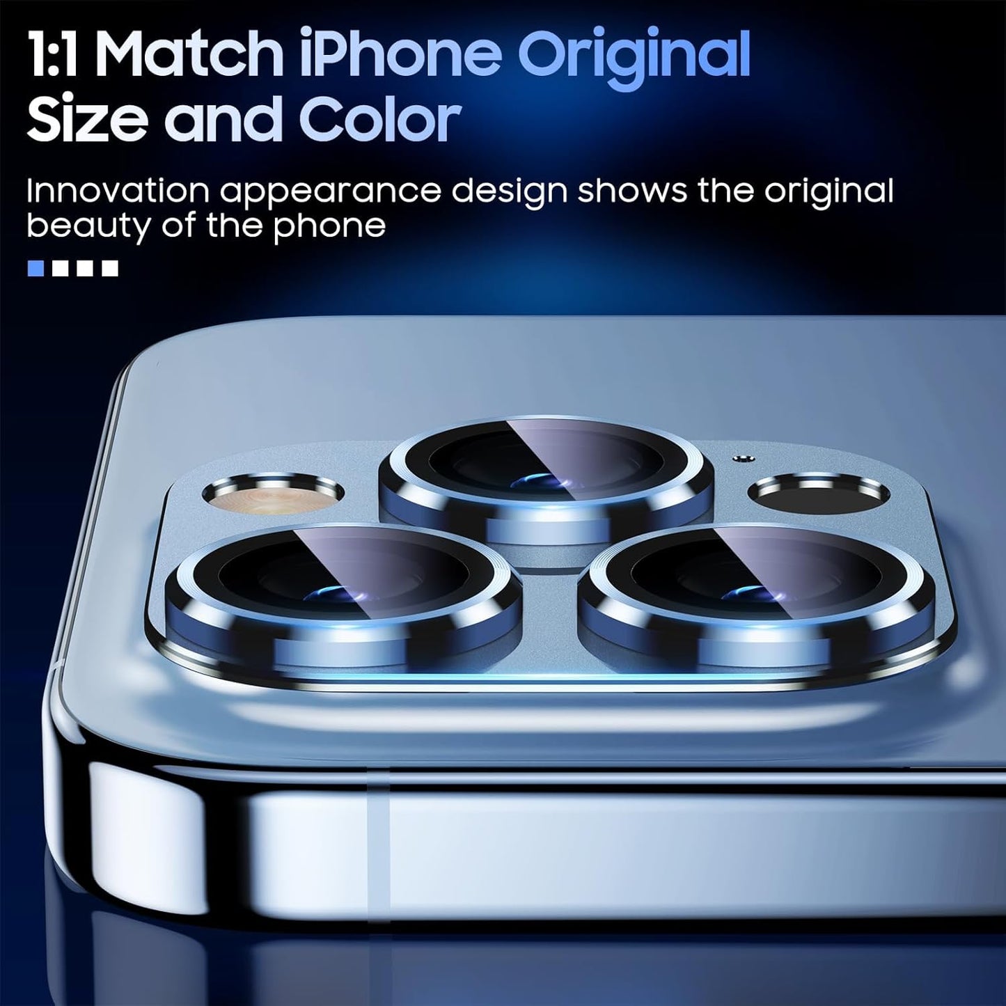 Uyiton for iPhone 13 Pro/iPhone 13 Pro Max Camera Lens Protector, [Strong Adsorption] [Drop Protection] Metal Ring Tempered Glass Rear Camera Screen Cover - Blue