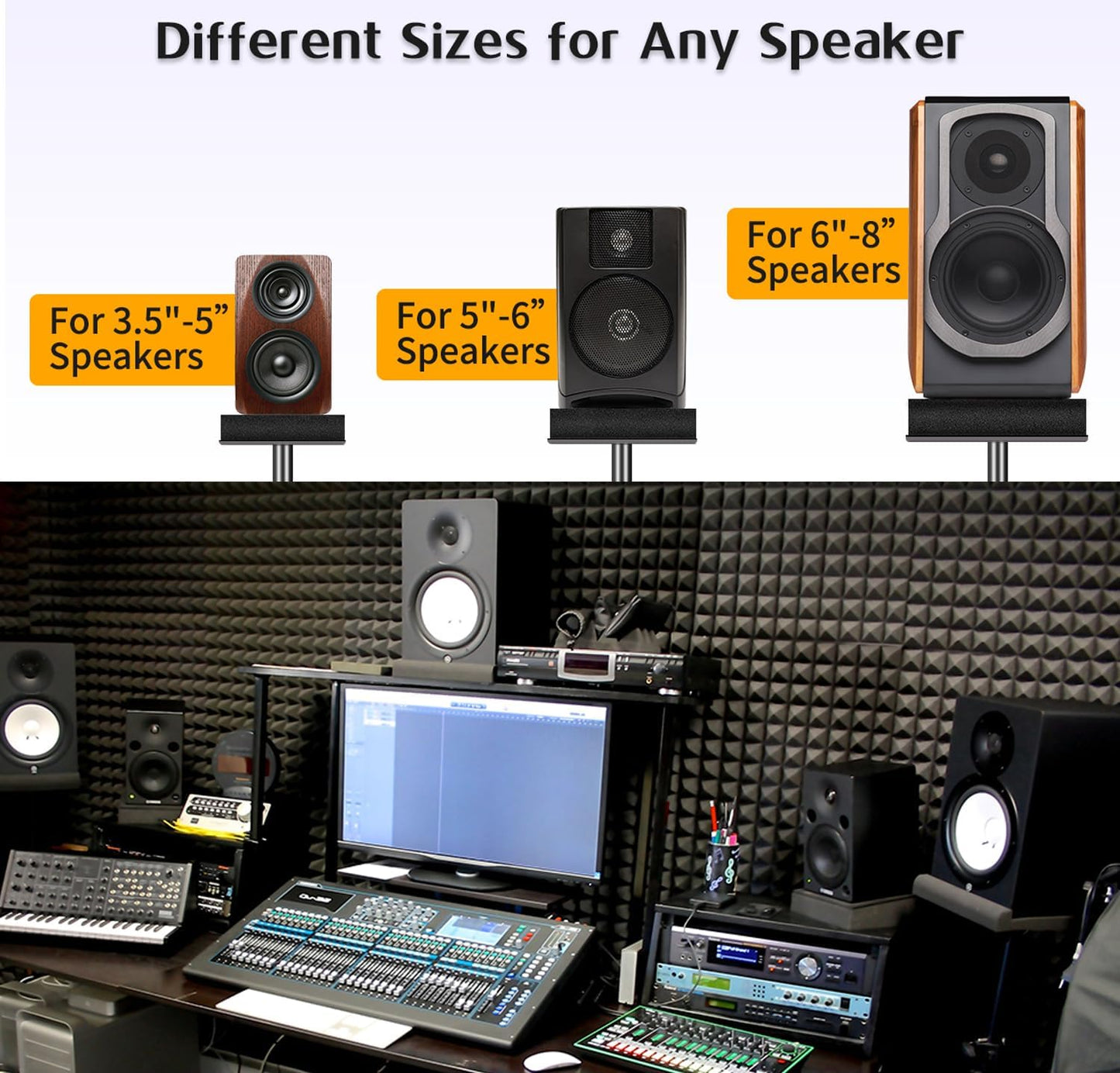 2 Pack Studio Monitor Isolation Pads for 5-6 Inches Speakers Sound Insulation Studio Foam Prevents Vibrations Acoustic Speaker Isolation Pad High Density Fits Most Stands