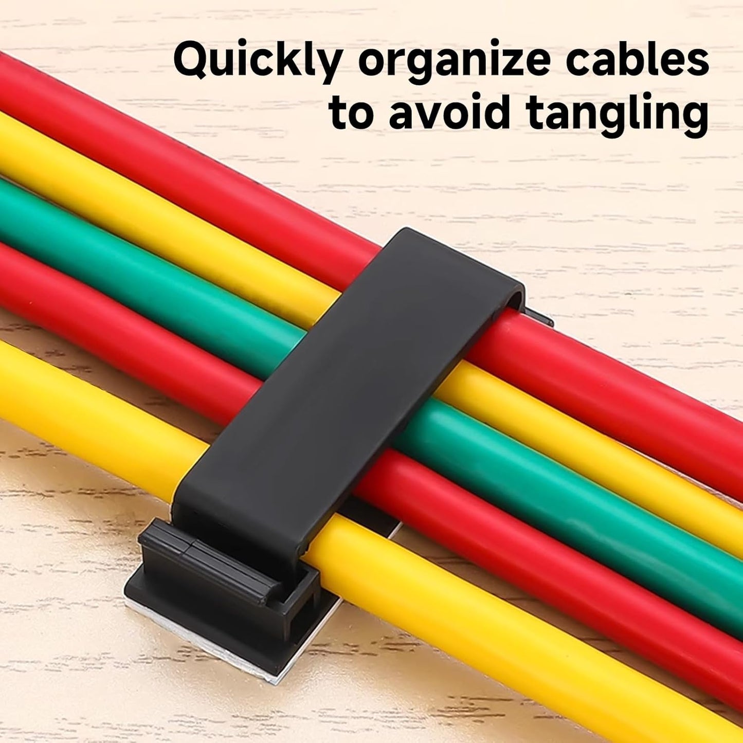 Adhesive Cable Clips Holder, Outdoor Light Clips, Black Cord Wire Clips, Sturdy Nylon Cord Wall Finisher Wire Clamp for Home, Car, Office Desk Wire Management (Black, XL-40 PCS)