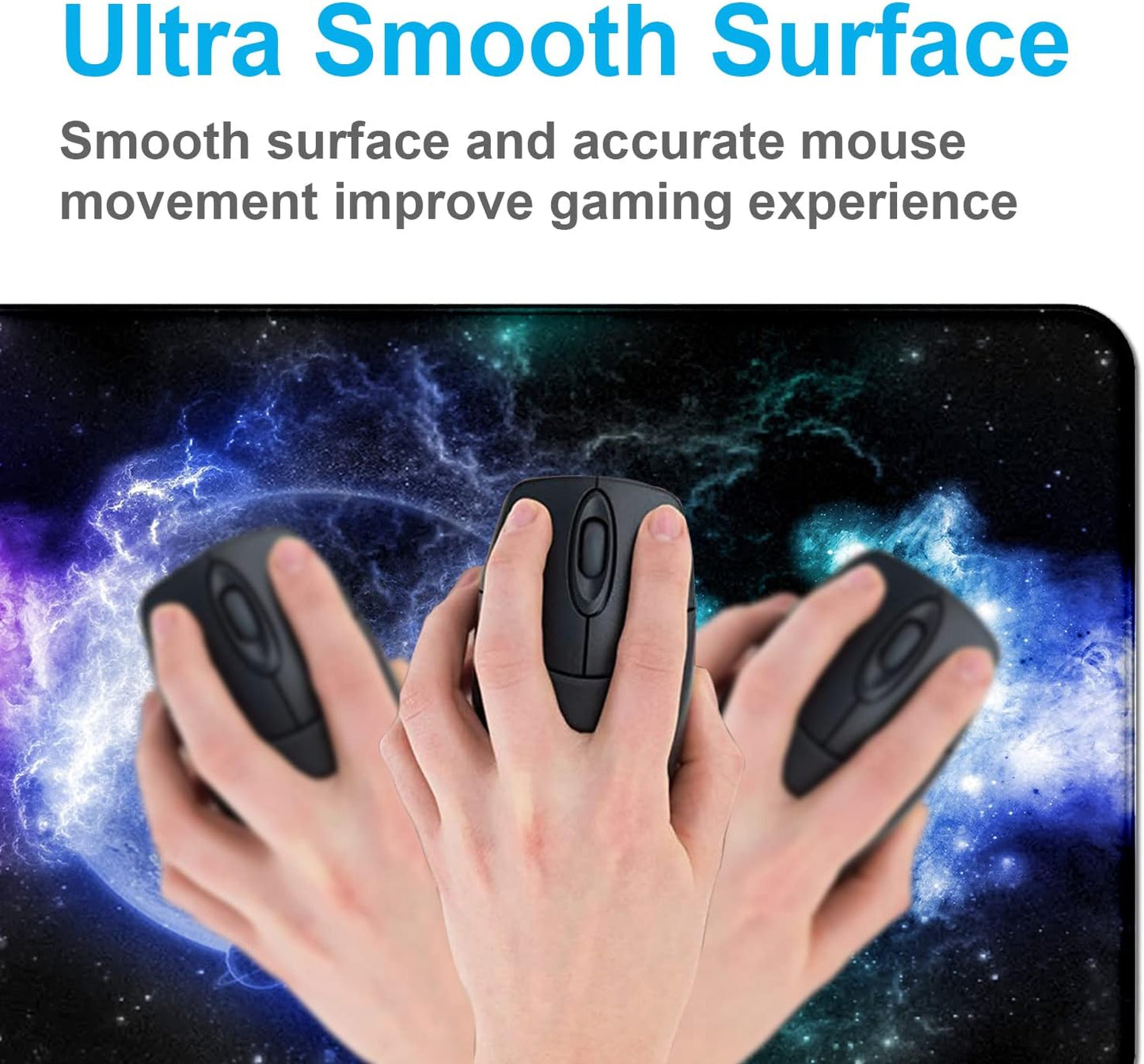 Large Extended Gaming Mouse Pad with Stitched Edges, Non-Slip Waterproof Rubber Base Mouse Pad for Office, Computer, Keyboard, Laptop and Home Desk Pad 35.4 x 15.7 x 0.12 Inch (Nebula Starry Sky)