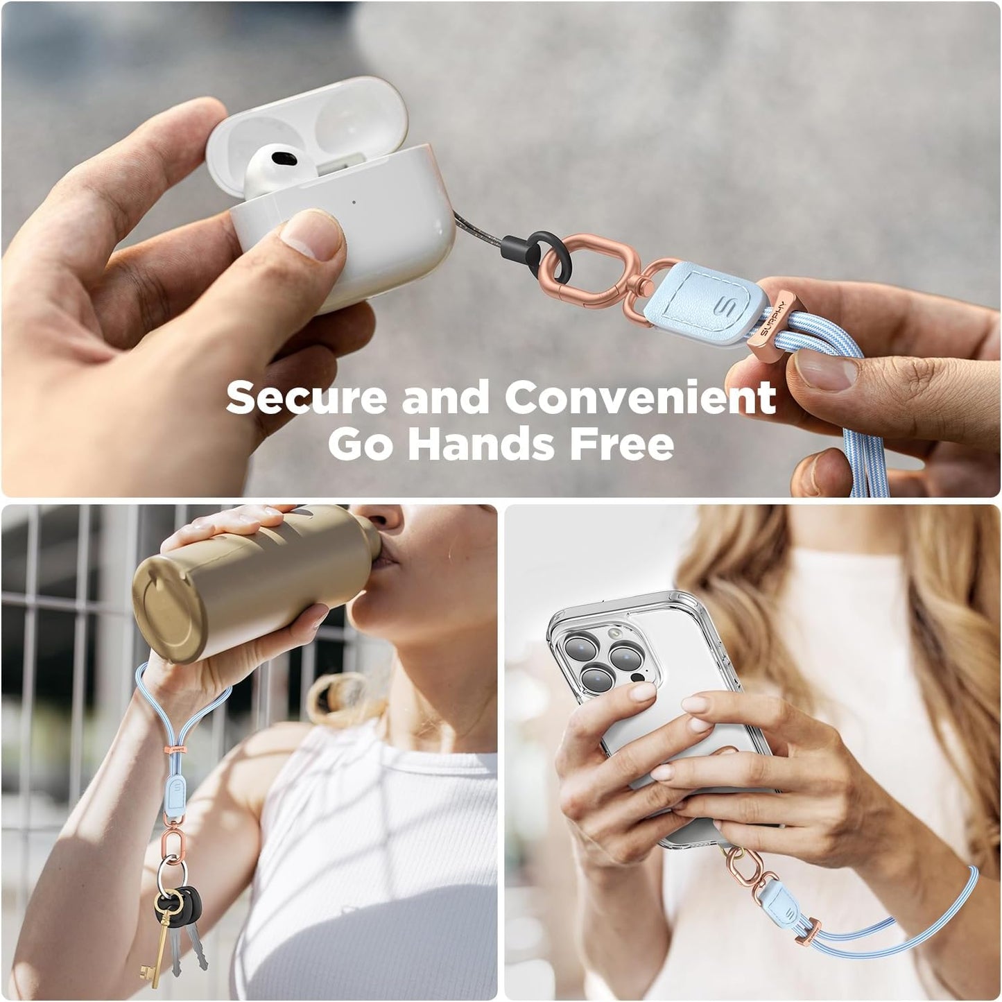 SURPHY Phone Wrist Strap, Keychain Wristlet, Phone Strap Charm with Tether Tab, Cellphone Lanyard Wrist, Key Chain for Women