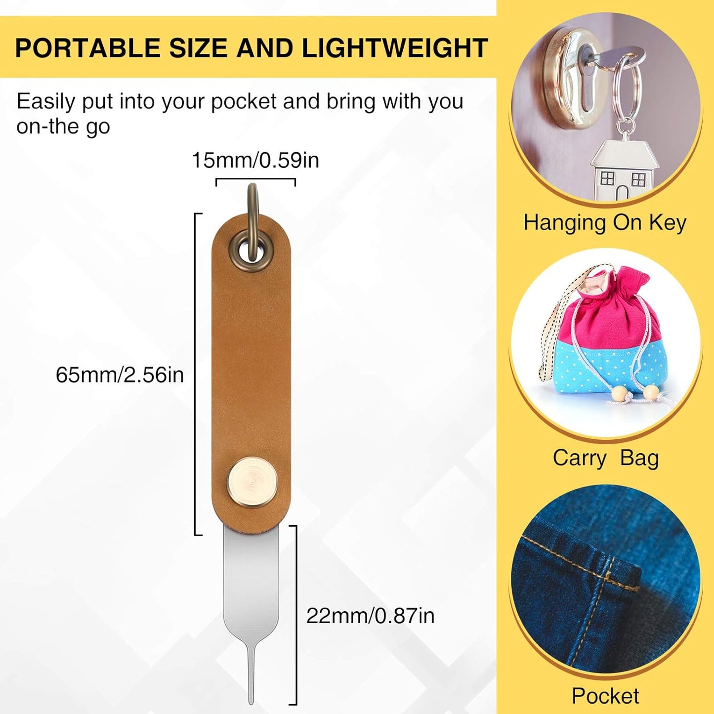 Weewooday 20 Pcs Sim Card Removal Tool Universal Sim Card Pin Card Tray Eject Pin Ejector Tool with 1 Detachable Keychain Charm for Smart Phones and Tablets