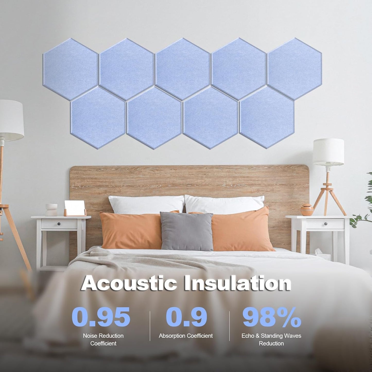 Mollywell Hexagon Acoustic Panels, High Density, Soundproofing, Decorative Noise Reduction Felt Wall Tiles for Ceilings, Home Office & Gaming Room (Ash Gray), 14x12x0.4 Inch