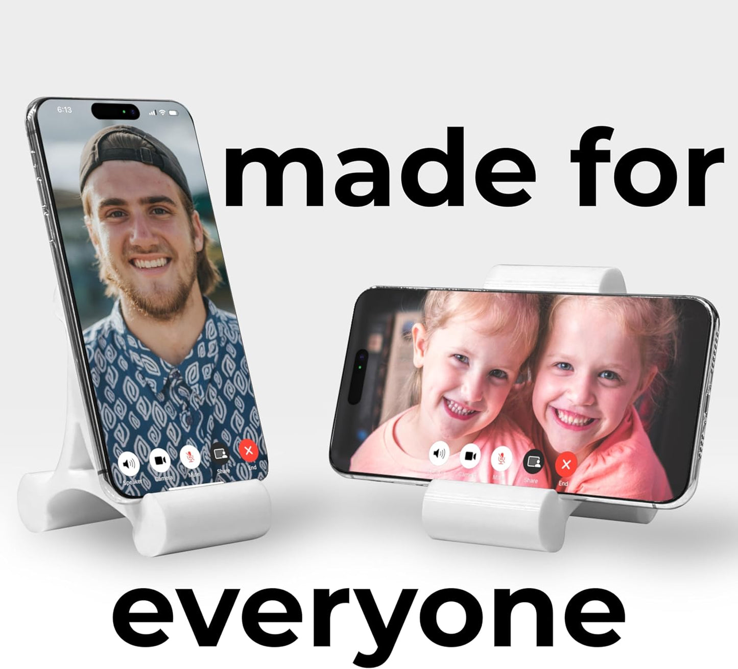 Skalene Phone Stand - 100% Silicone Rubber, Adjustable Phone Holder, Prop, Rest - Desk, Office, Home, Kitchen Accessory (Arctic White)