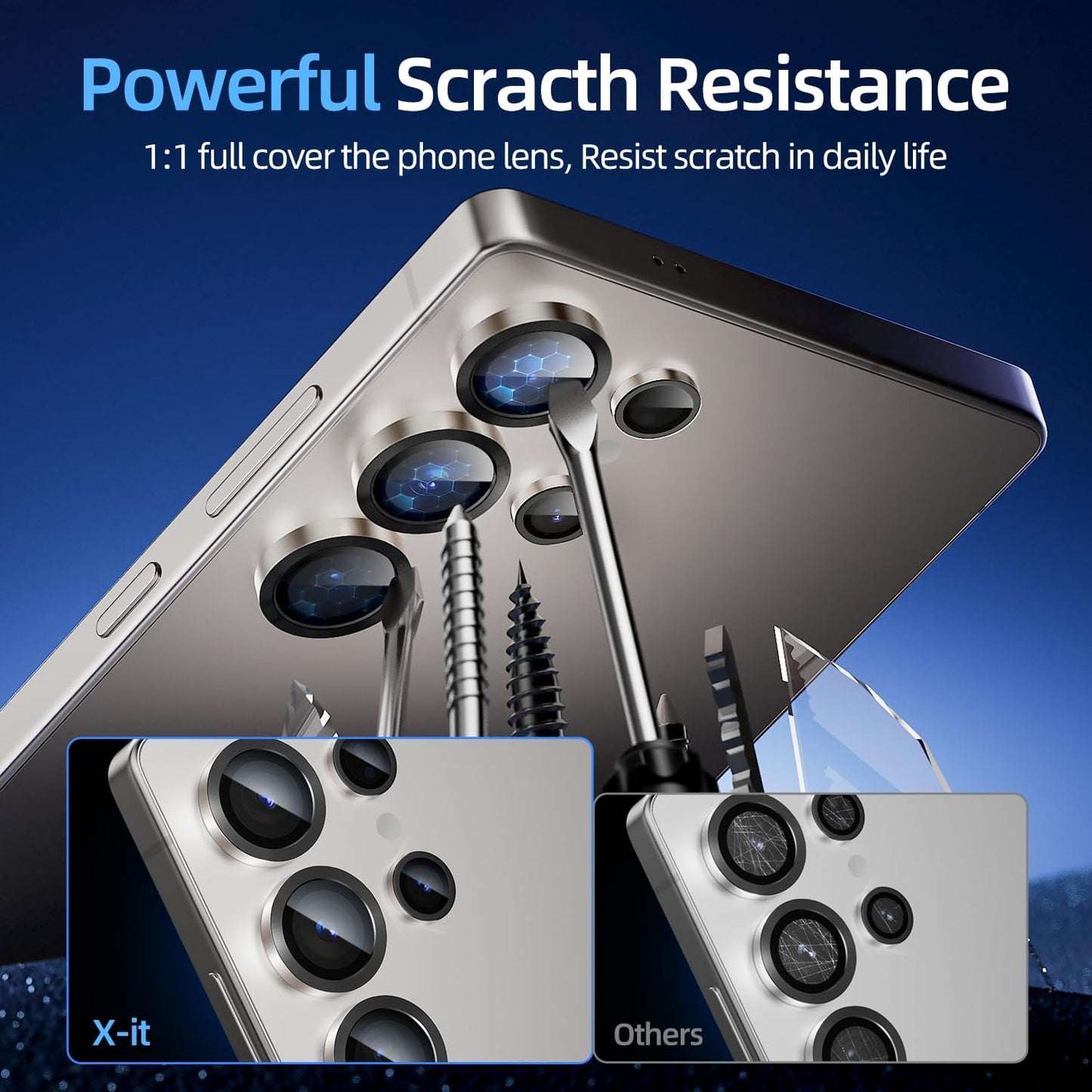 X-it Camera Lens Protector for Samsung S25 Ultra, 9H Tempered Glass, Independent Metal Aluminum Edge Original Protection Design, Suitable for Phone Case, Anti-scratch, Anti-reflective,Pinkgold