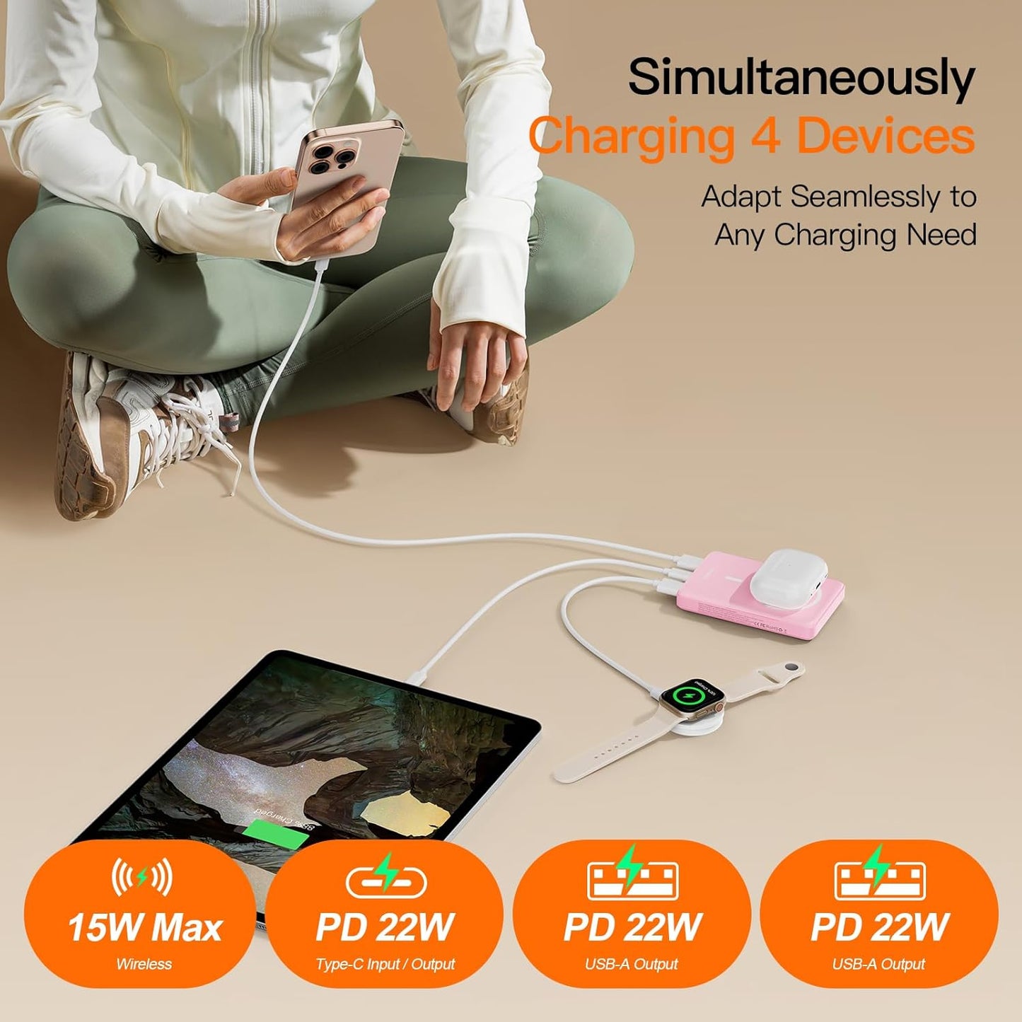 Magnetic Portable Charger, 16800mAh Wireless Power Bank, with 20W USB-C Fast Charging and LED Digital Display Magnetic Battery Pack, Compatible with iPhone 16/15/14/13/12 Full Series (2025)