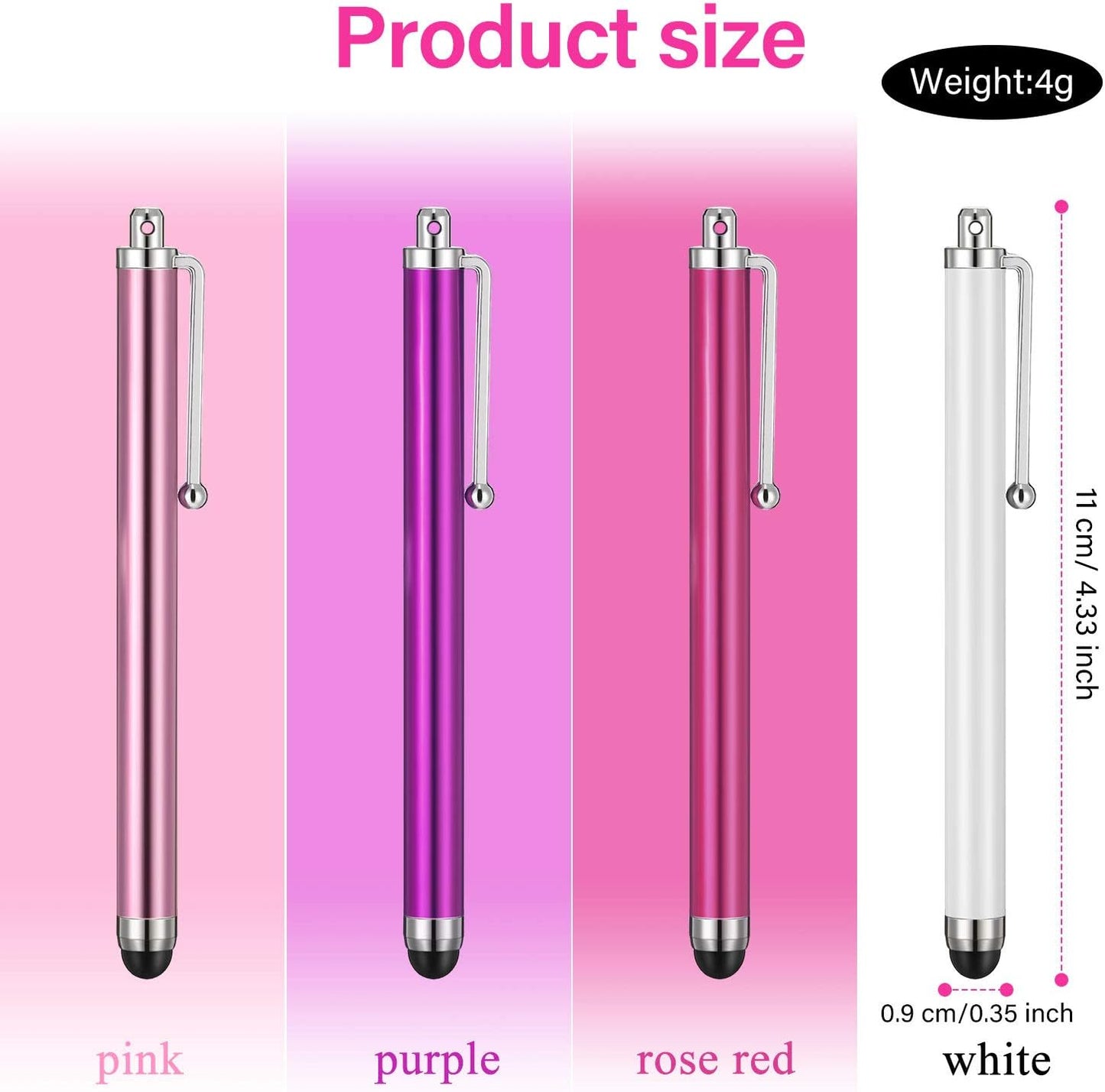 Outus 36 Pcs Stylus Pen for Universal Capacitive Touch Screens Devices, Stylus Pen Compatible with Tablet for Classroom Travel Olders Friendly(Pink, Purple, Rose Red, White)