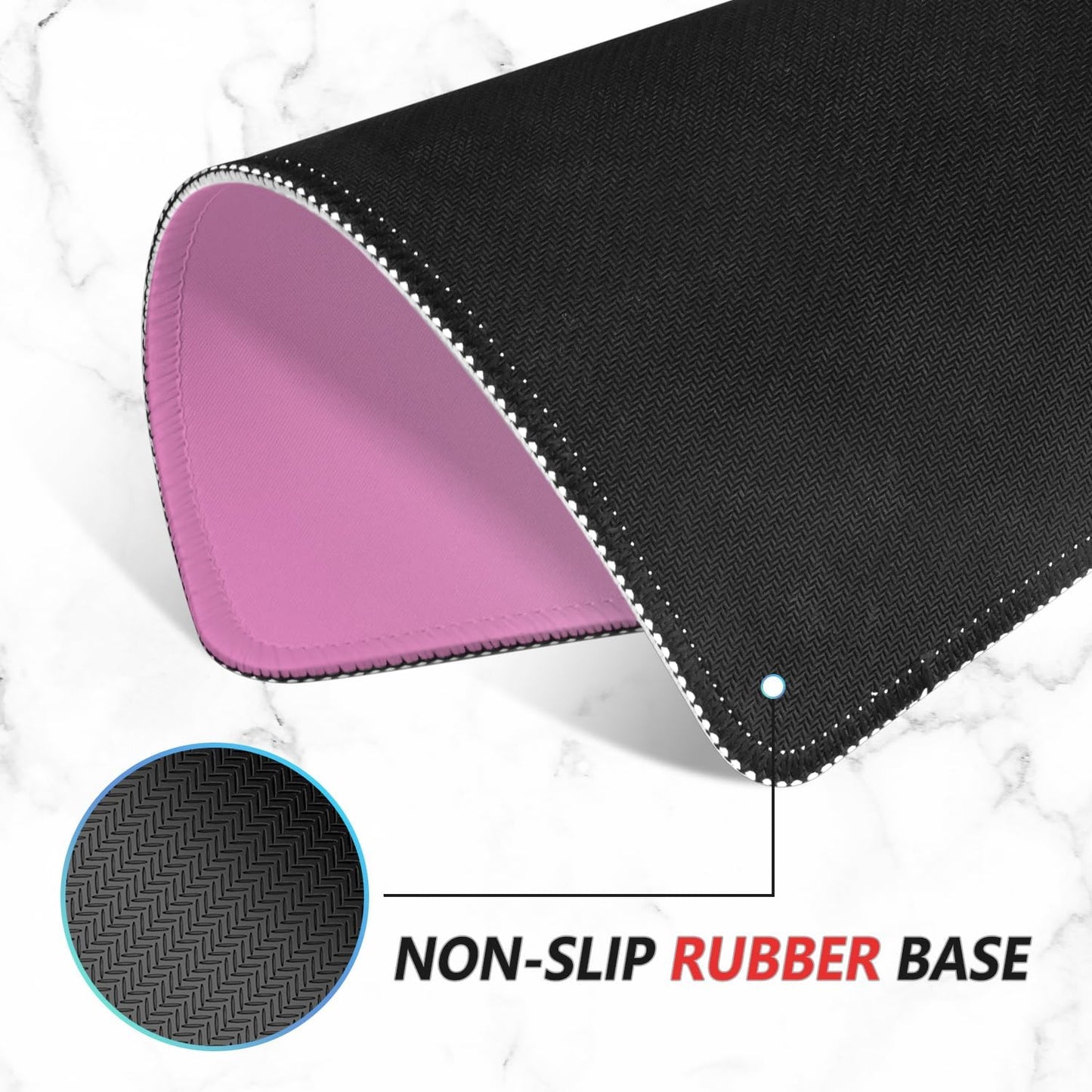 ITNRSIIET Mouse Pad Non-Slip Rubber Base Smooth Surface Stitched Edges Waterproof Durable Compatible with All Mice for Office & Gaming, Desk Accessory, 10.2x8.3x0.12 inch, Blush Gradient