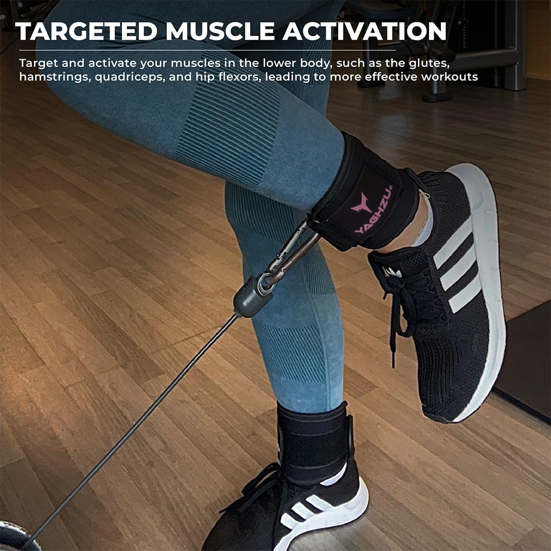 Ankle Straps for Cable Machines Women - Adjustable Gym Ankle Strap for Cable Machine, Neoprene Padded Cable Straps, Durable Leg Strap with Cable Cuff, Glute Kickback Ankle Strap with D Rings