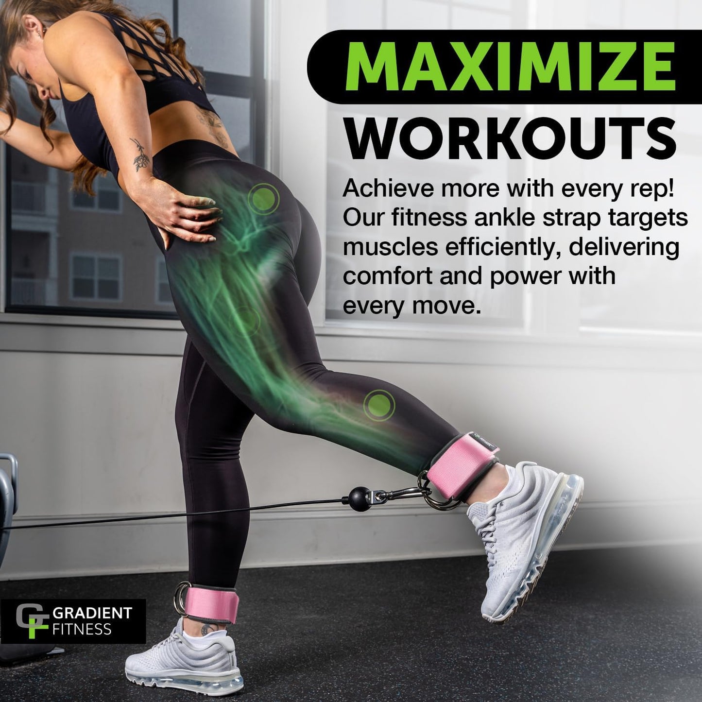 Gradient Fitness Ankle Straps (2 Pack) | Ankle Strap for Cable Machine, Ankle Bands for Working Out, Cable Ankle Strap