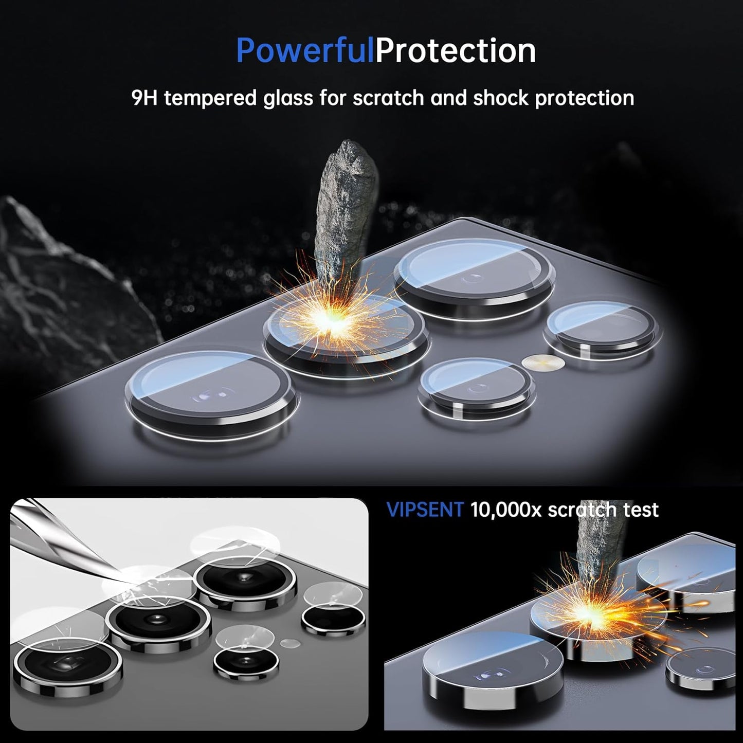 For Samsung Galaxy S25 Ultra Camera Lens Protector, Individual Lens Protector, Ultra HD 9H Tempered Glass Screen Protective Cover, Anti-scratch, Military Grade Drop Protection 2 Set. (Clear, S25 Ultra)