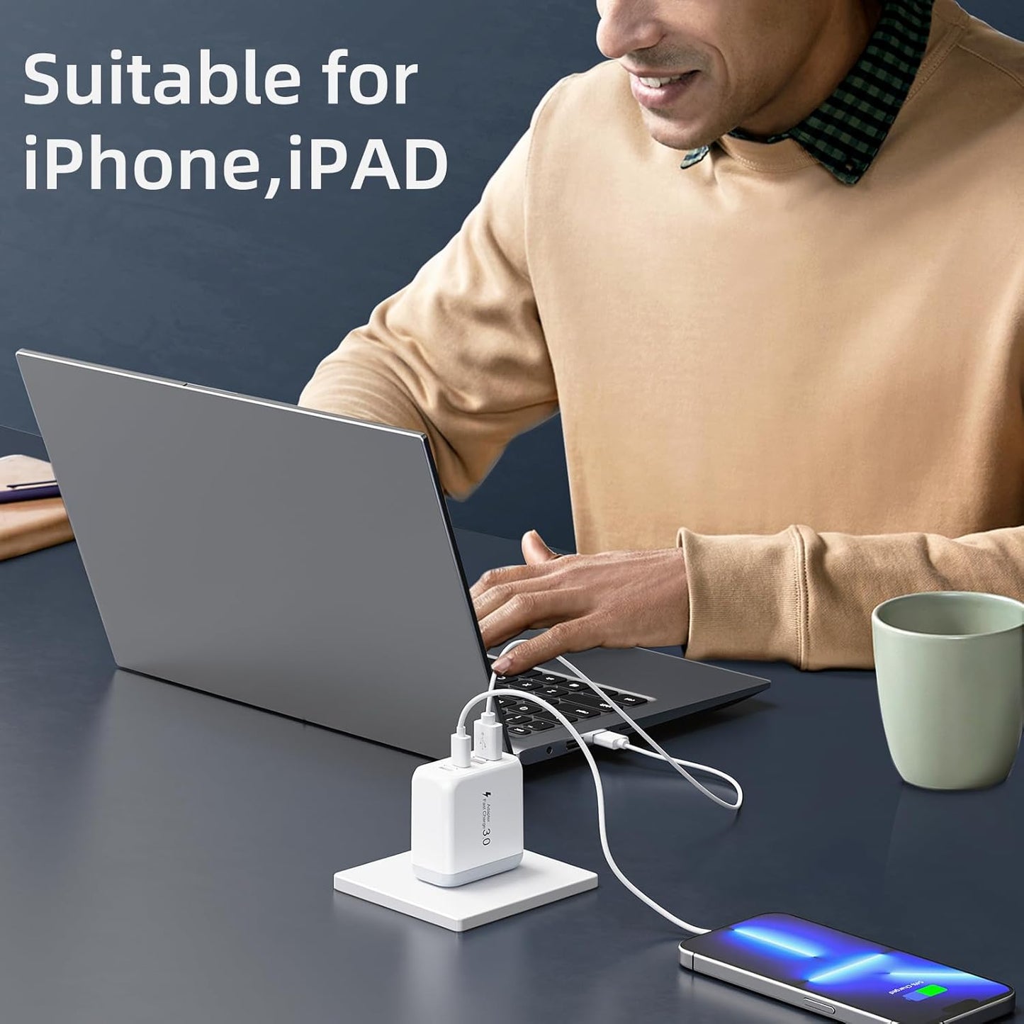 40W USB C Charger Block, 2 Pack 4-Ports Type C Fast Charging Cubes PD USBC Wall Plug+QC 3.0 USB A, Multiple USB C Charger for iPhone 16/15/14/13/12/11 Pro Max/XS, Samsung Galaxy, iPad, Tablet, Pixel