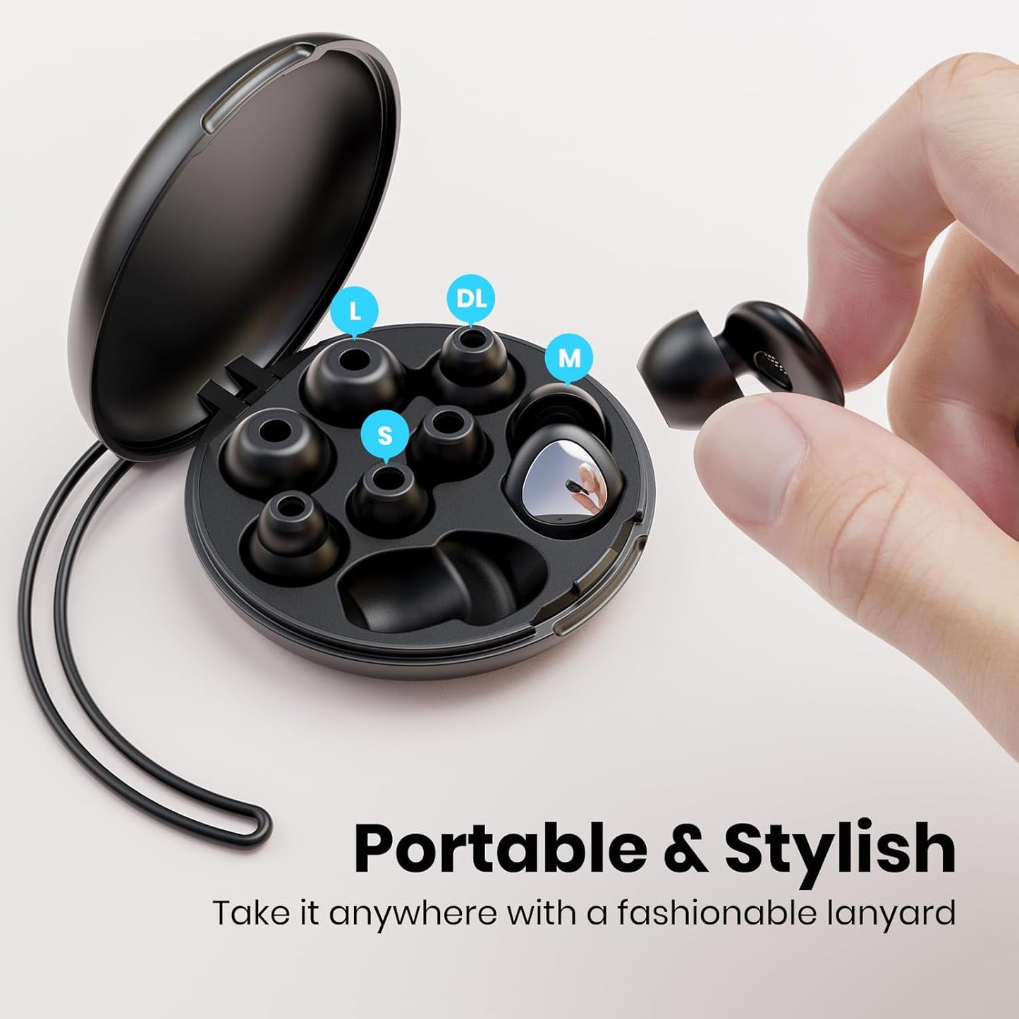 Ear Plugs for Sleeping Noise Cancelling, 45dB Reusable Silicone Ear Plugs for Concert, 8 Tips Earplugs for Noise Reduction, Hearing Protection Earplugs for Sleep, Concert, Snoring, Work, Black