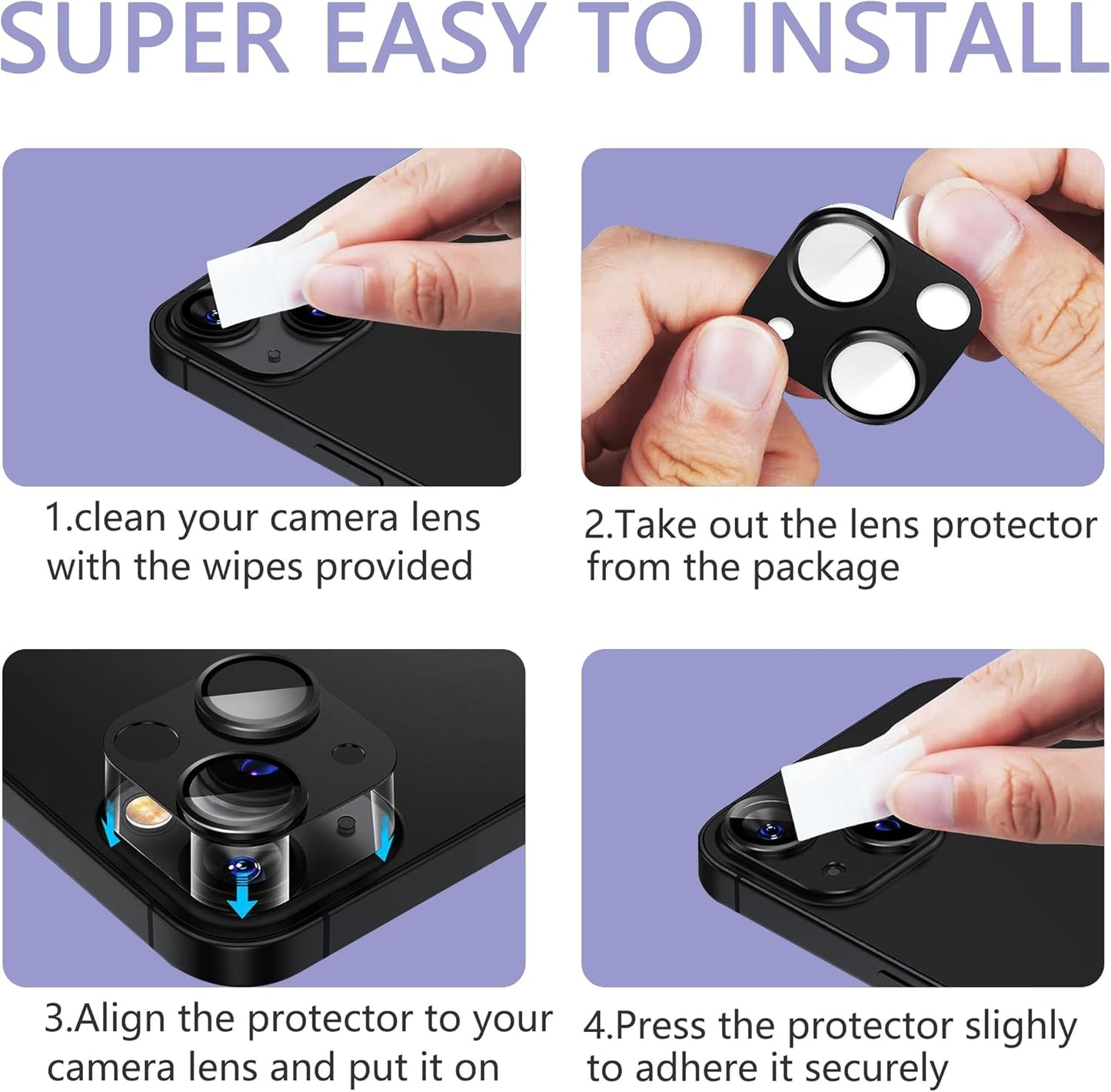 2 Pack Camera Lens Protector for iPhone 14 / iPhone 14 Plus,[Not Easy to Breakn ] AR Tempered Glass Strong Adsorption Metal Camera Cover Screen-blue